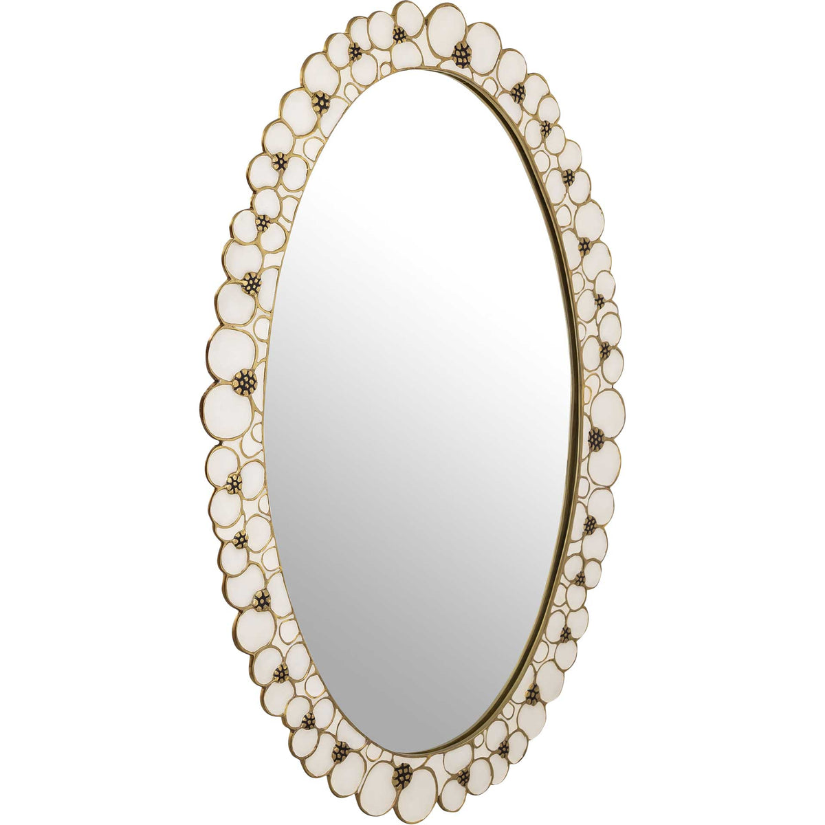 Flora Handpainted Mirror Brass