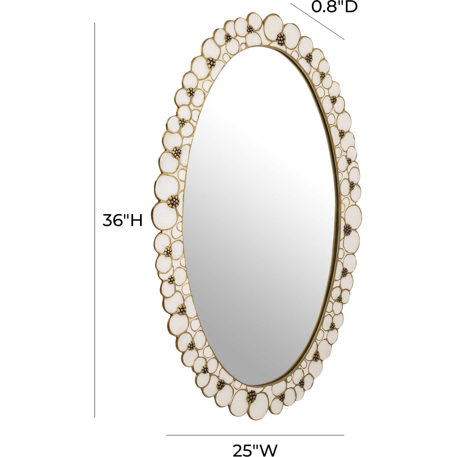 Flora Handpainted Mirror Brass