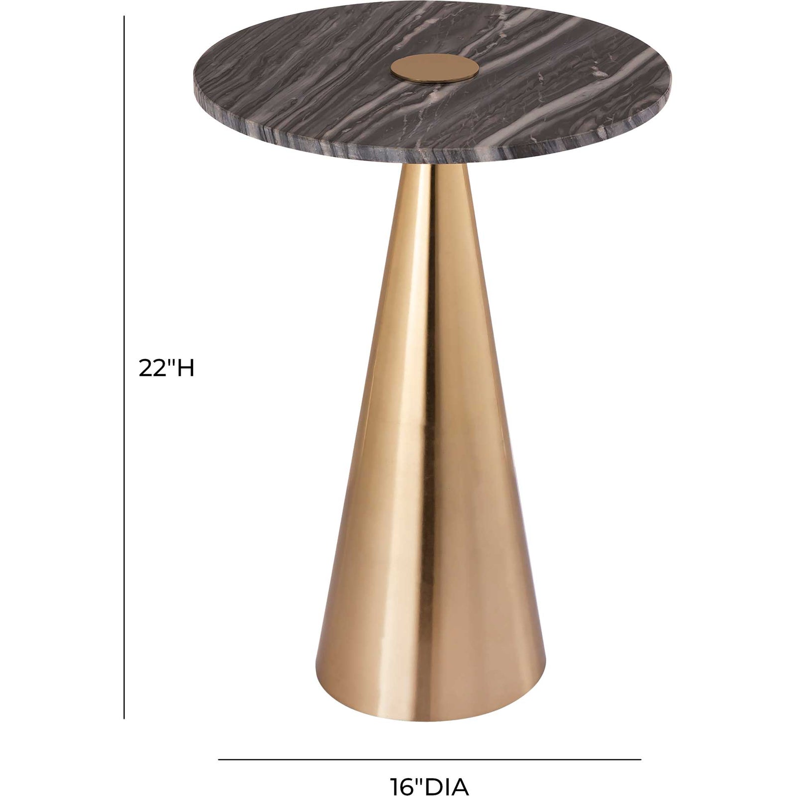 Adaline Marble Side Table Gold/Gray Marble