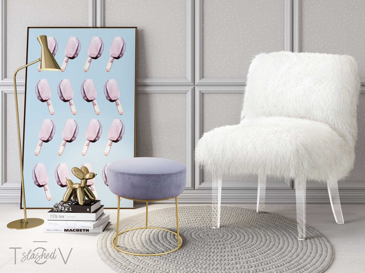 Nixie Velvet Stool Gray