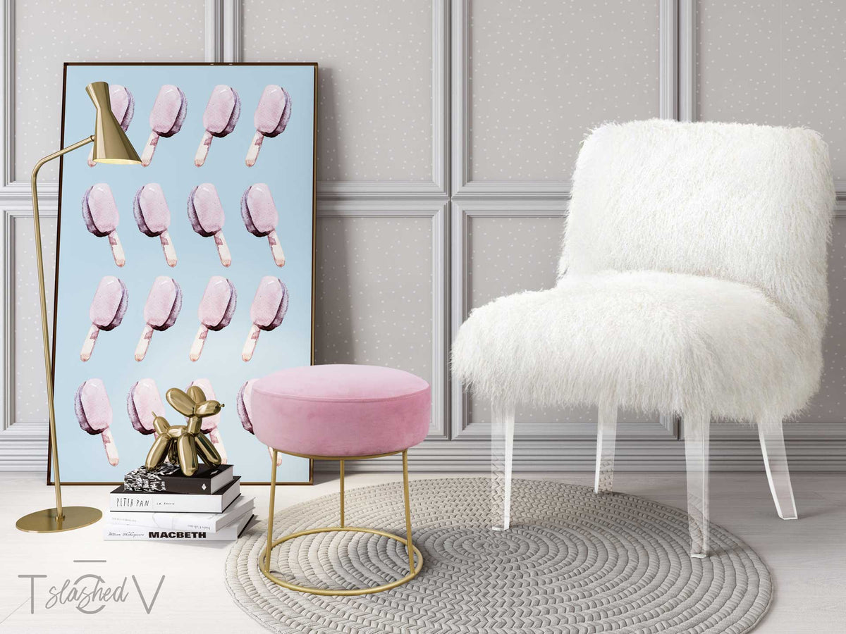 Nixie Velvet Stool Blush