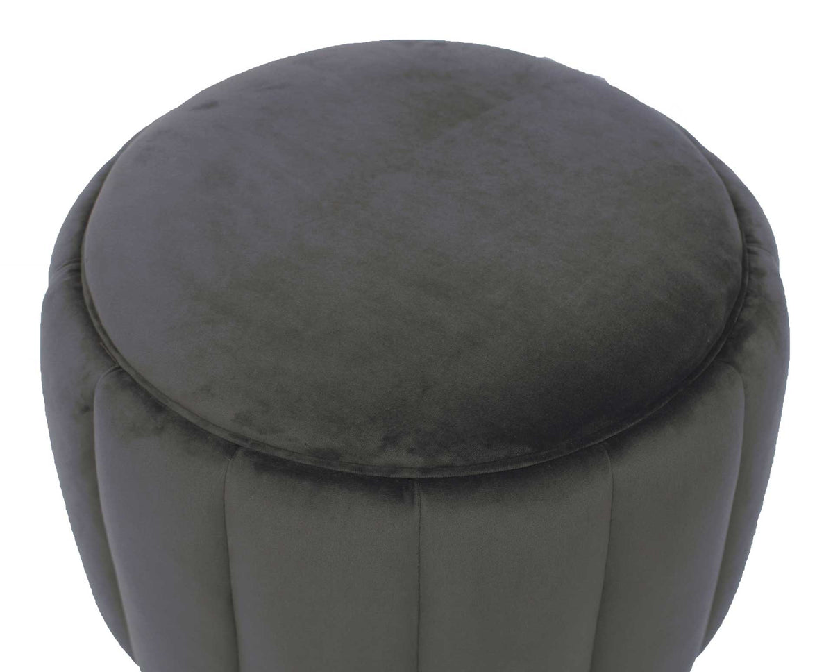 Ivy Velvet Ottoman Gray