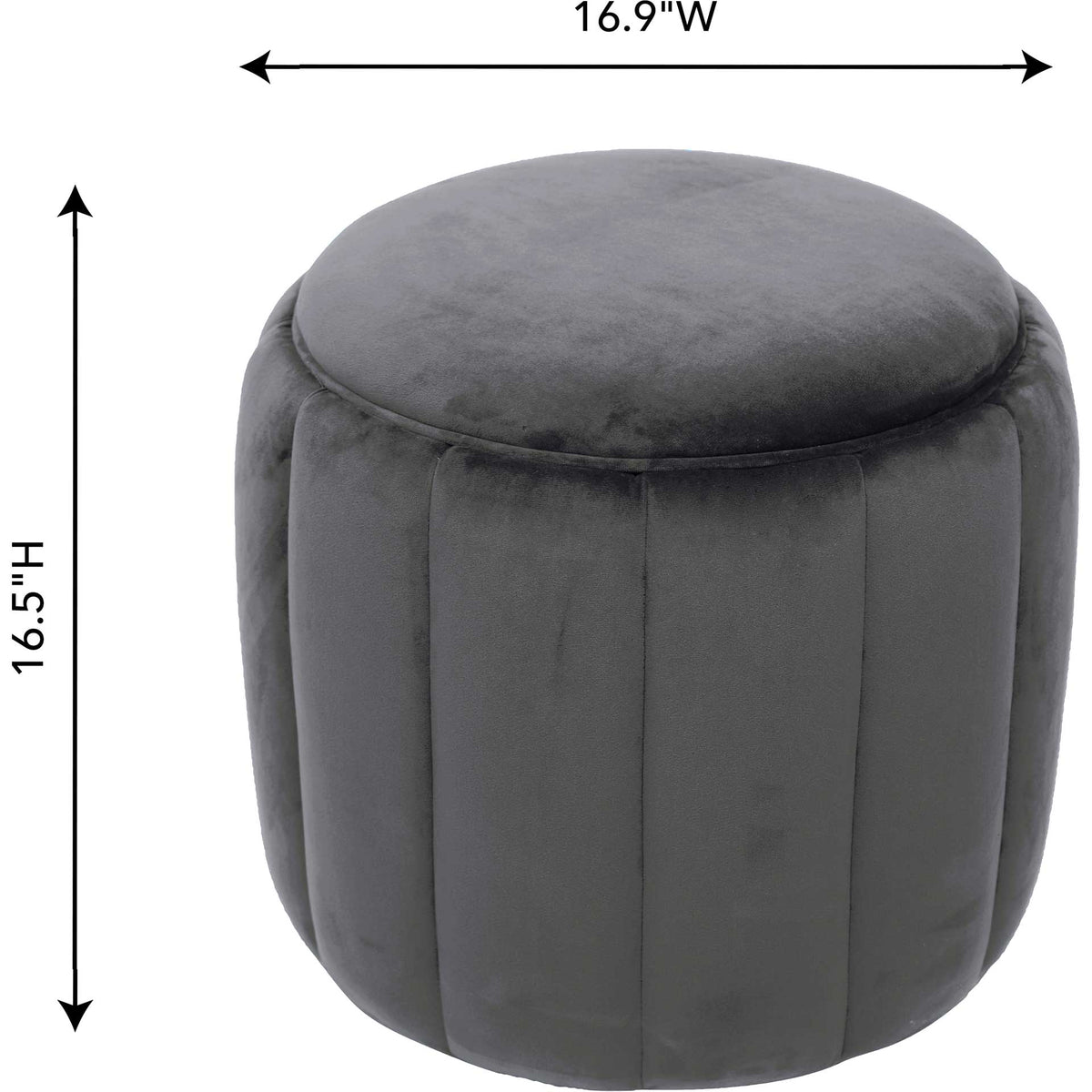 Ivy Velvet Ottoman Gray