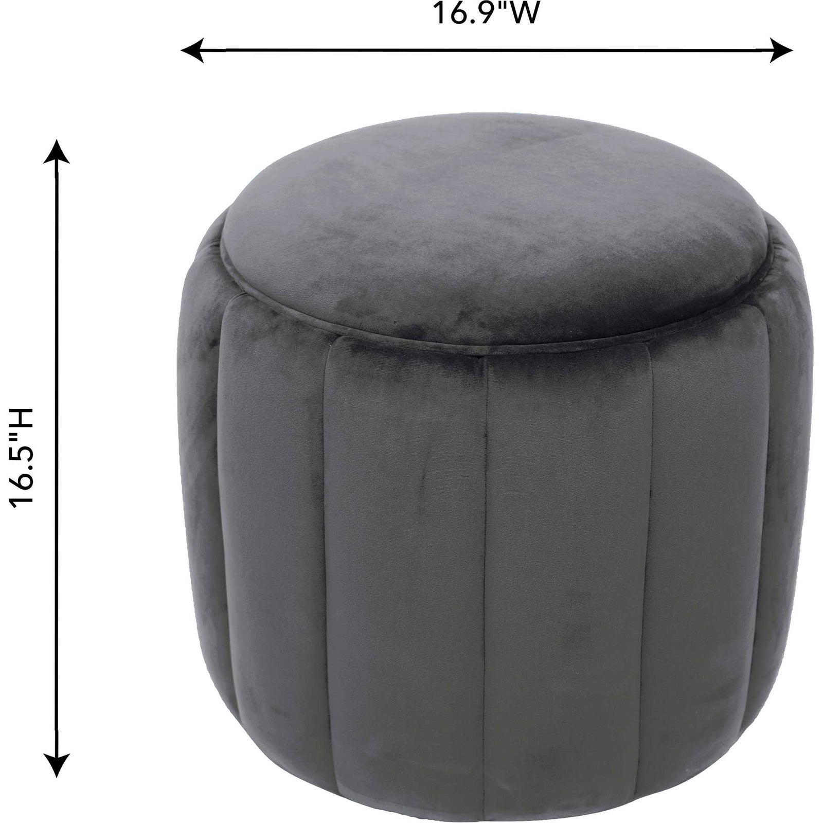 Ivy Velvet Ottoman Gray