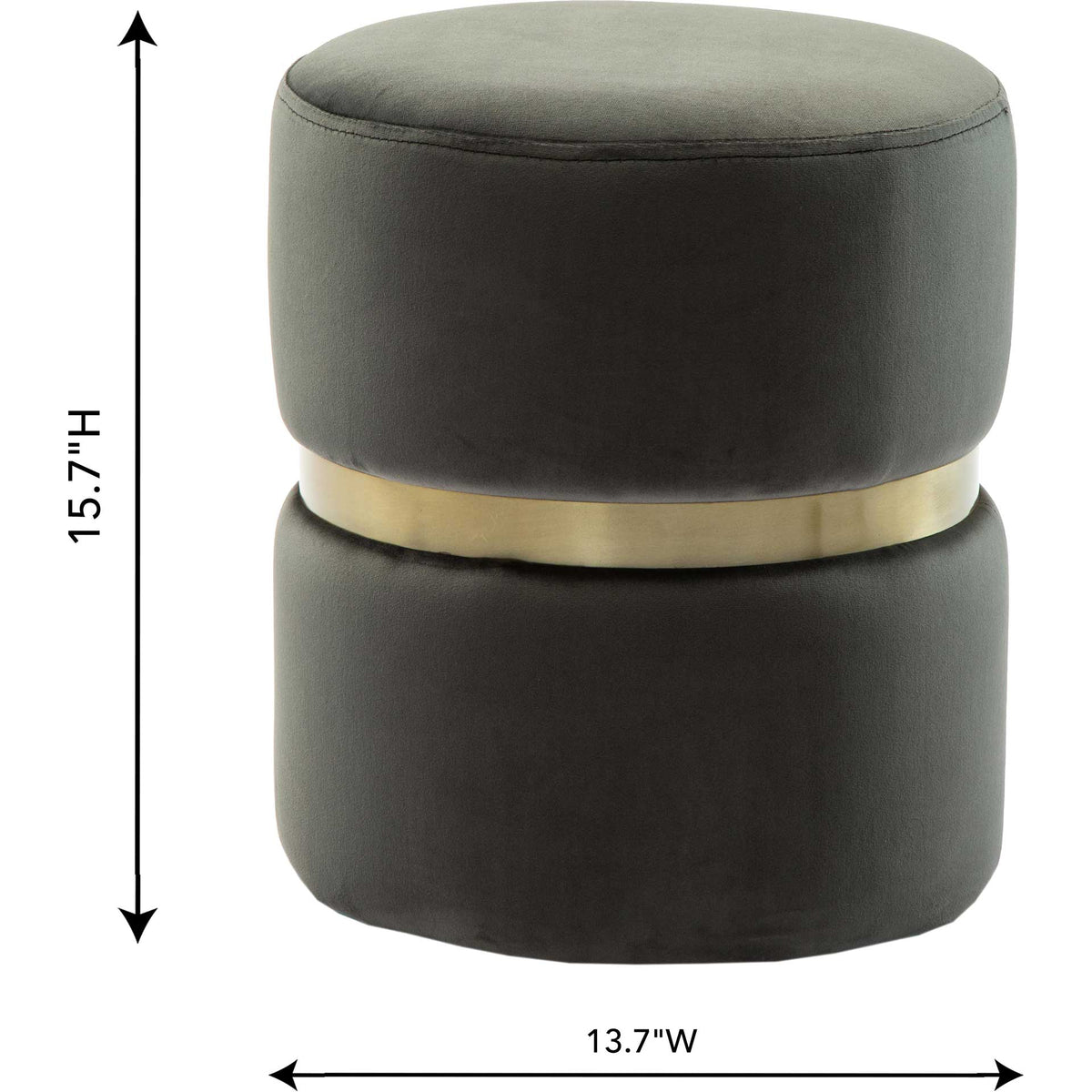 Yahia Velvet Ottoman Gray