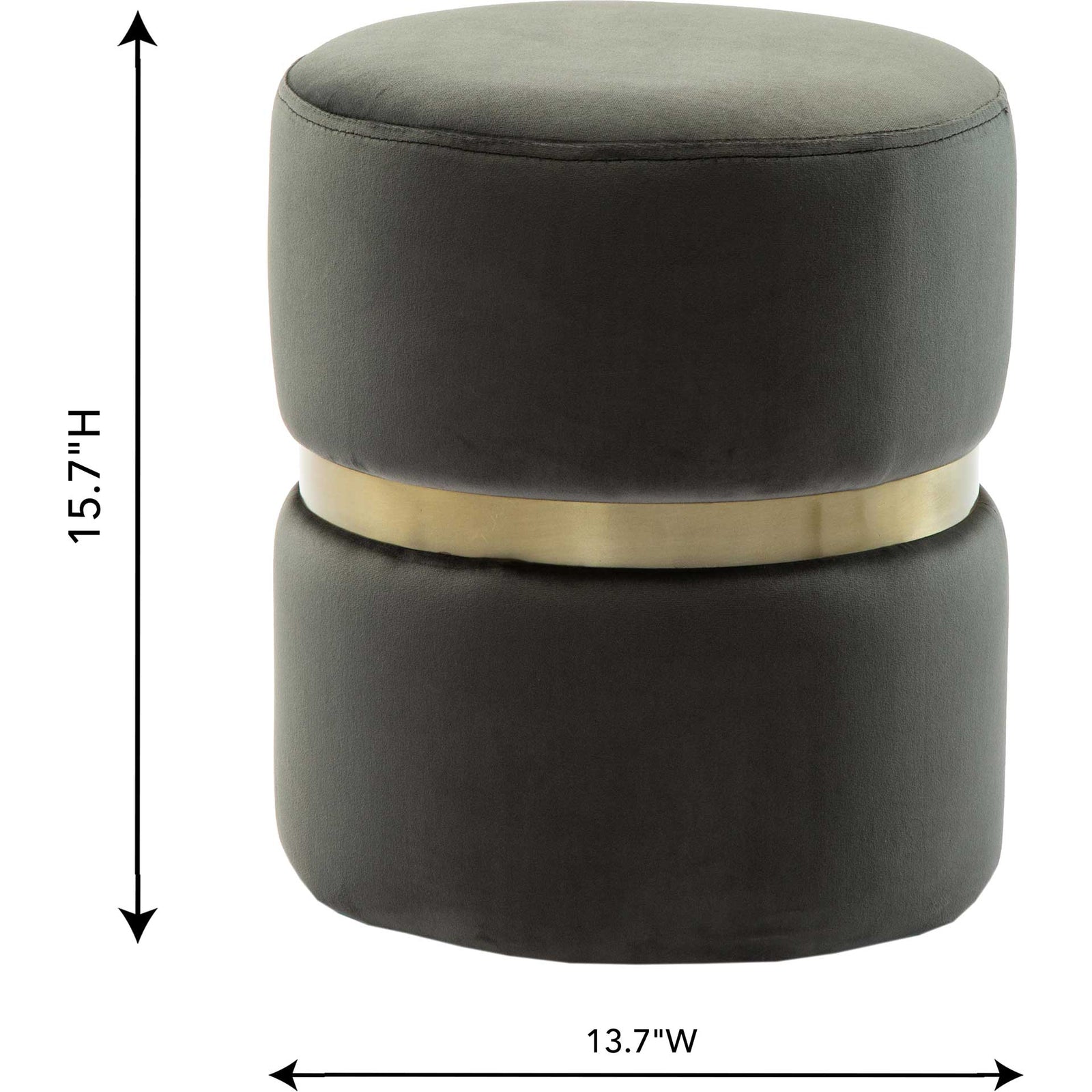 Yahia Velvet Ottoman Gray