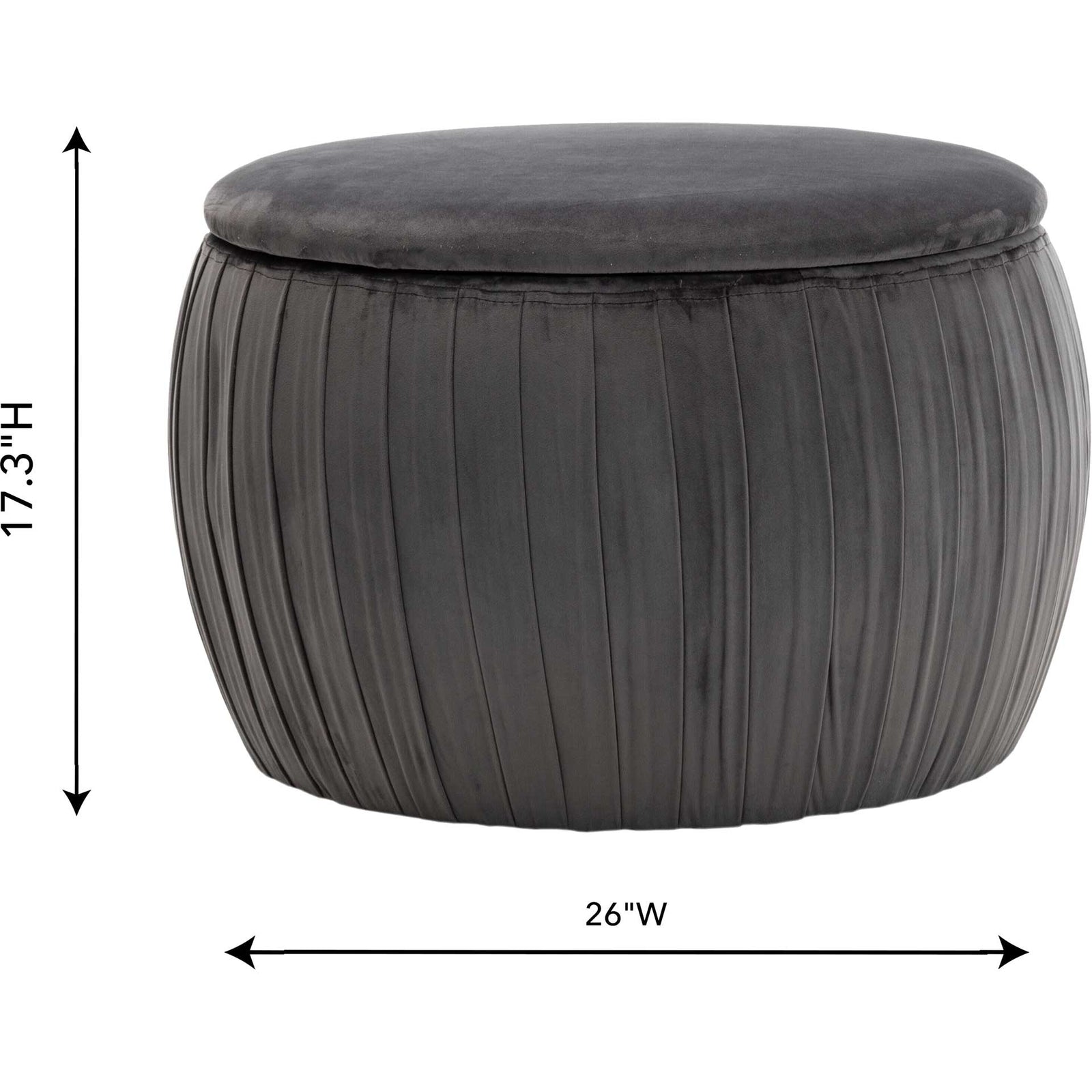Flower Velvet Storage Ottoman Gray