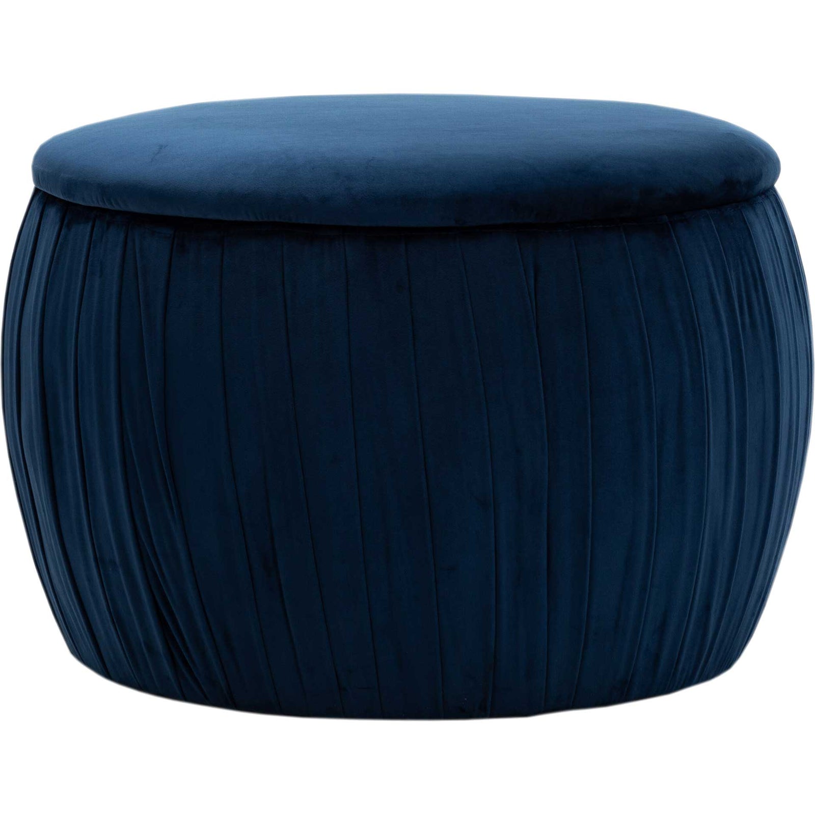 Flower Velvet Storage Ottoman Navy