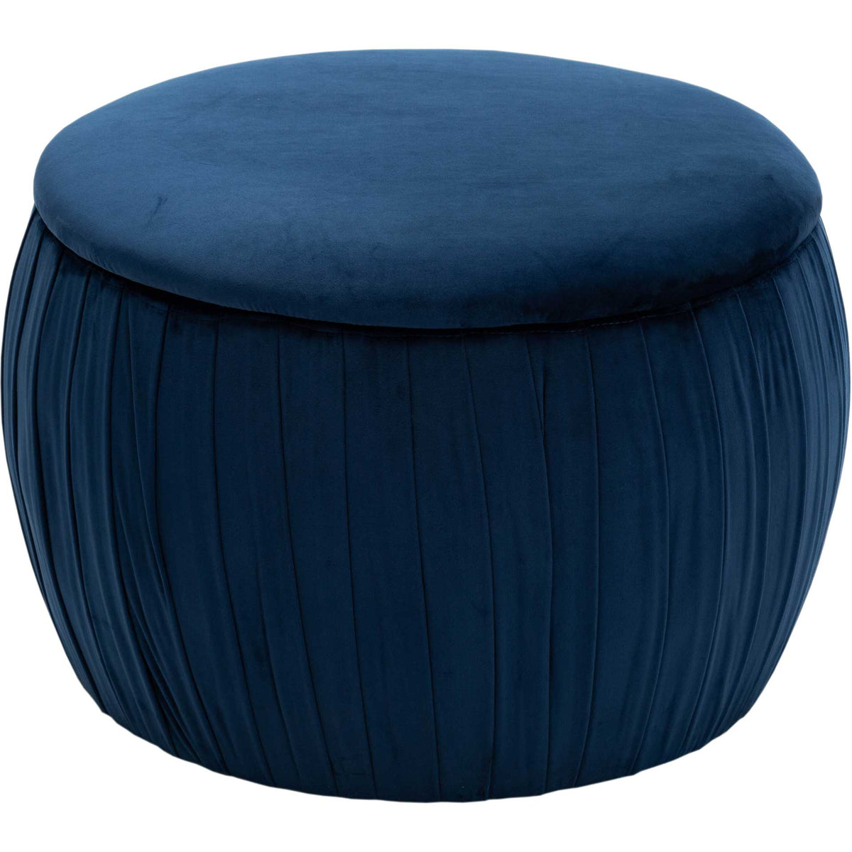 Flower Velvet Storage Ottoman Navy