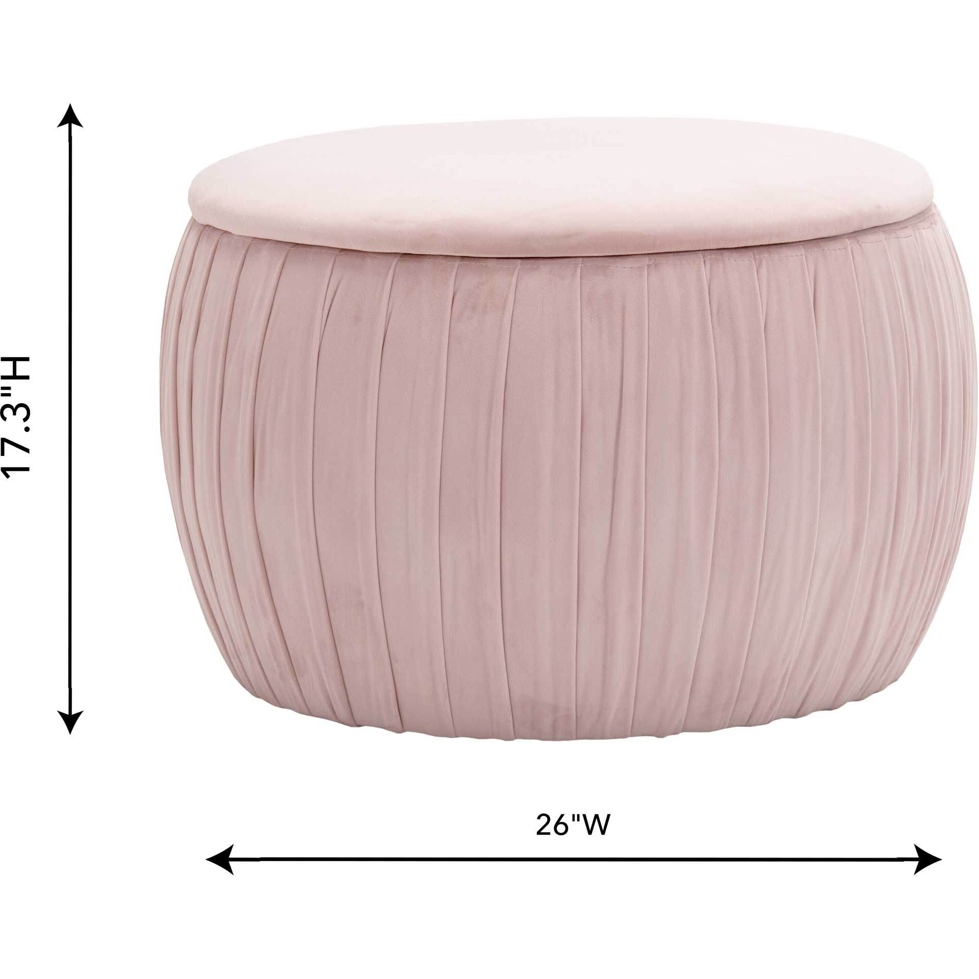 Flower Velvet Storage Ottoman Blush