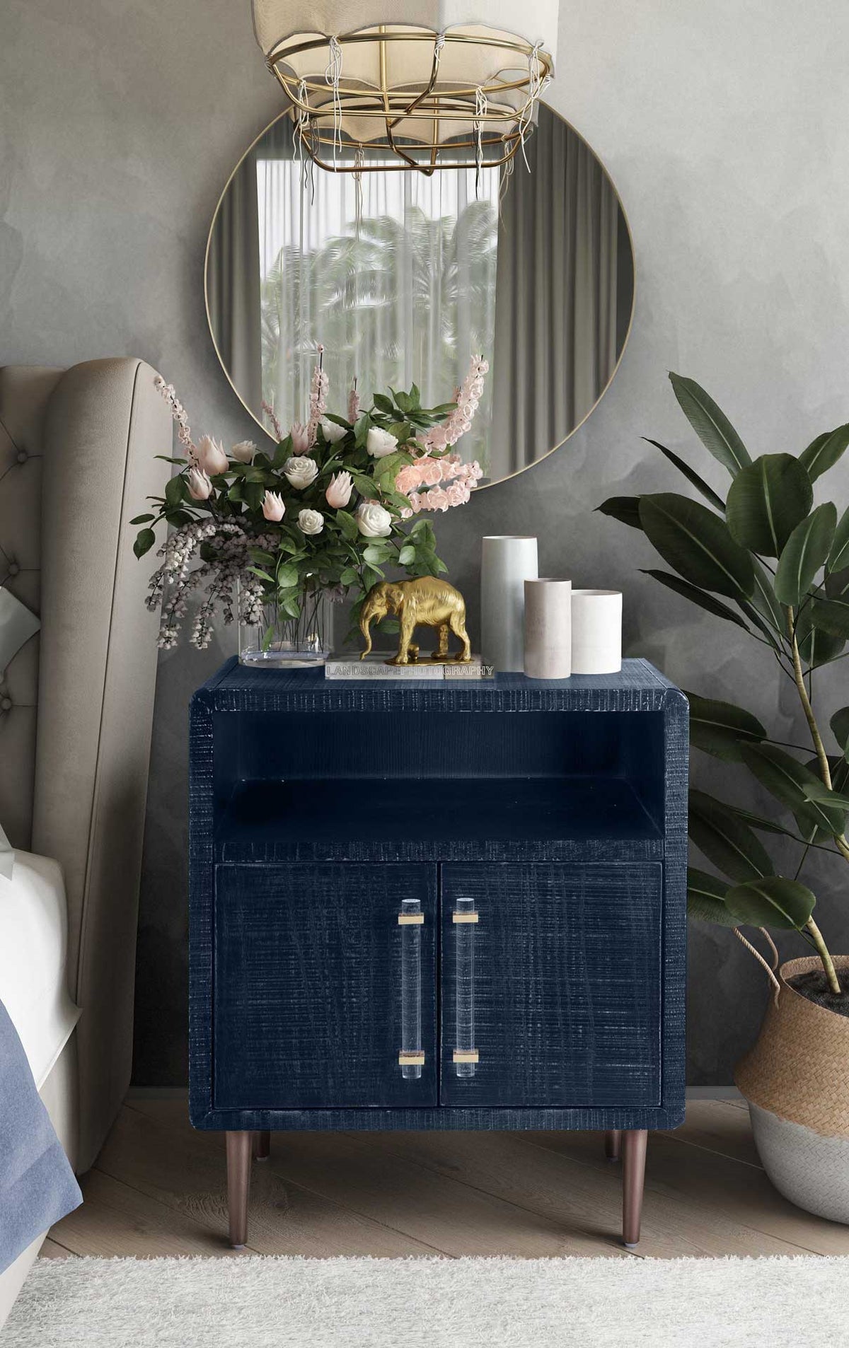 Madelyn Lacquer Side Table Indigo