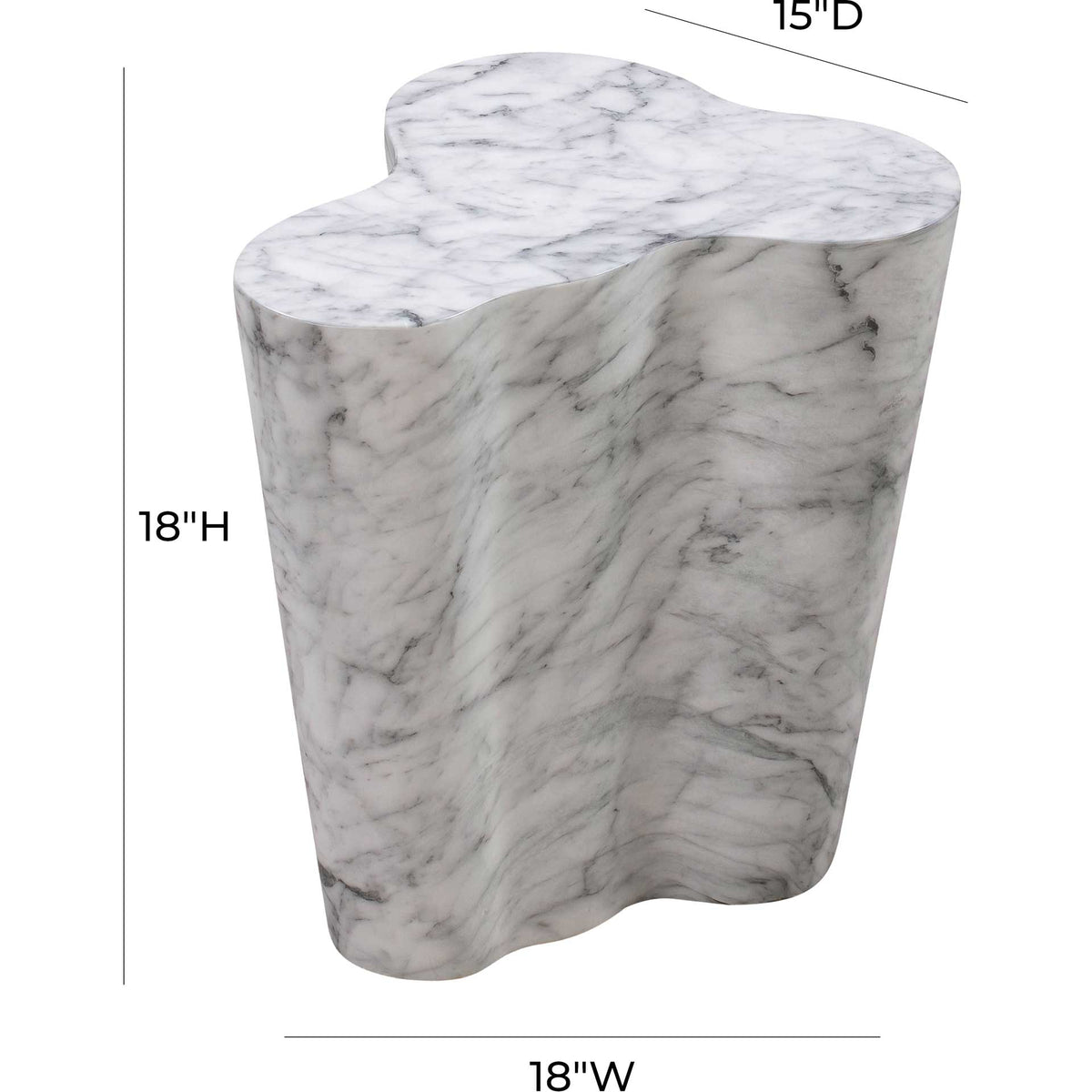 At 18 inches tall, this concrete side table adds compact sculptural style with a white marble-look finish