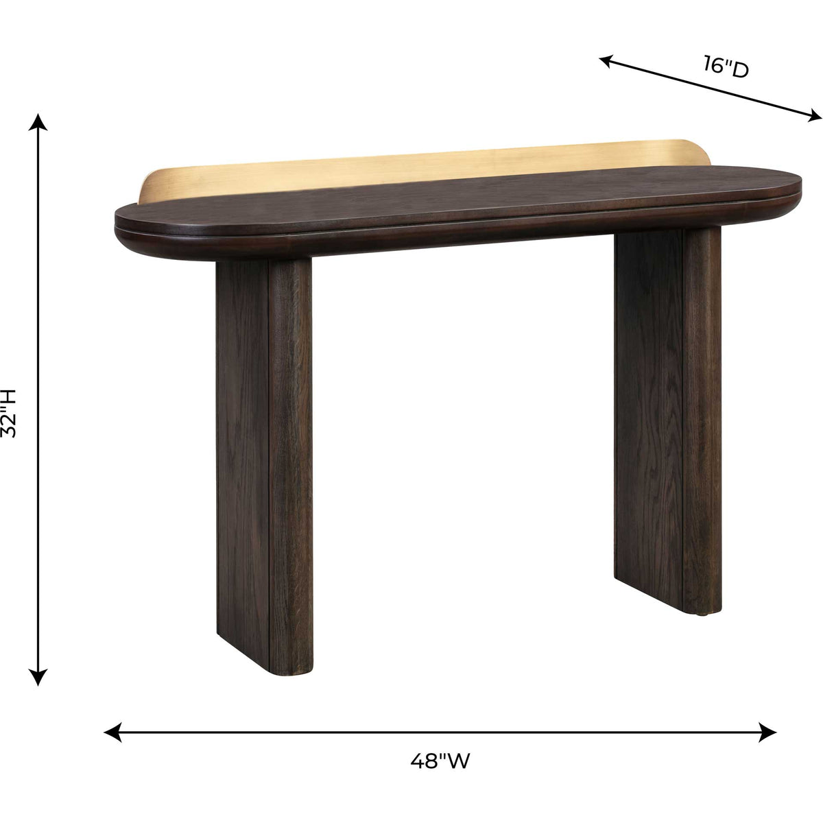 A brown desk with a 48-by-16-inch footprint and a 32-inch overall height suits compact spaces