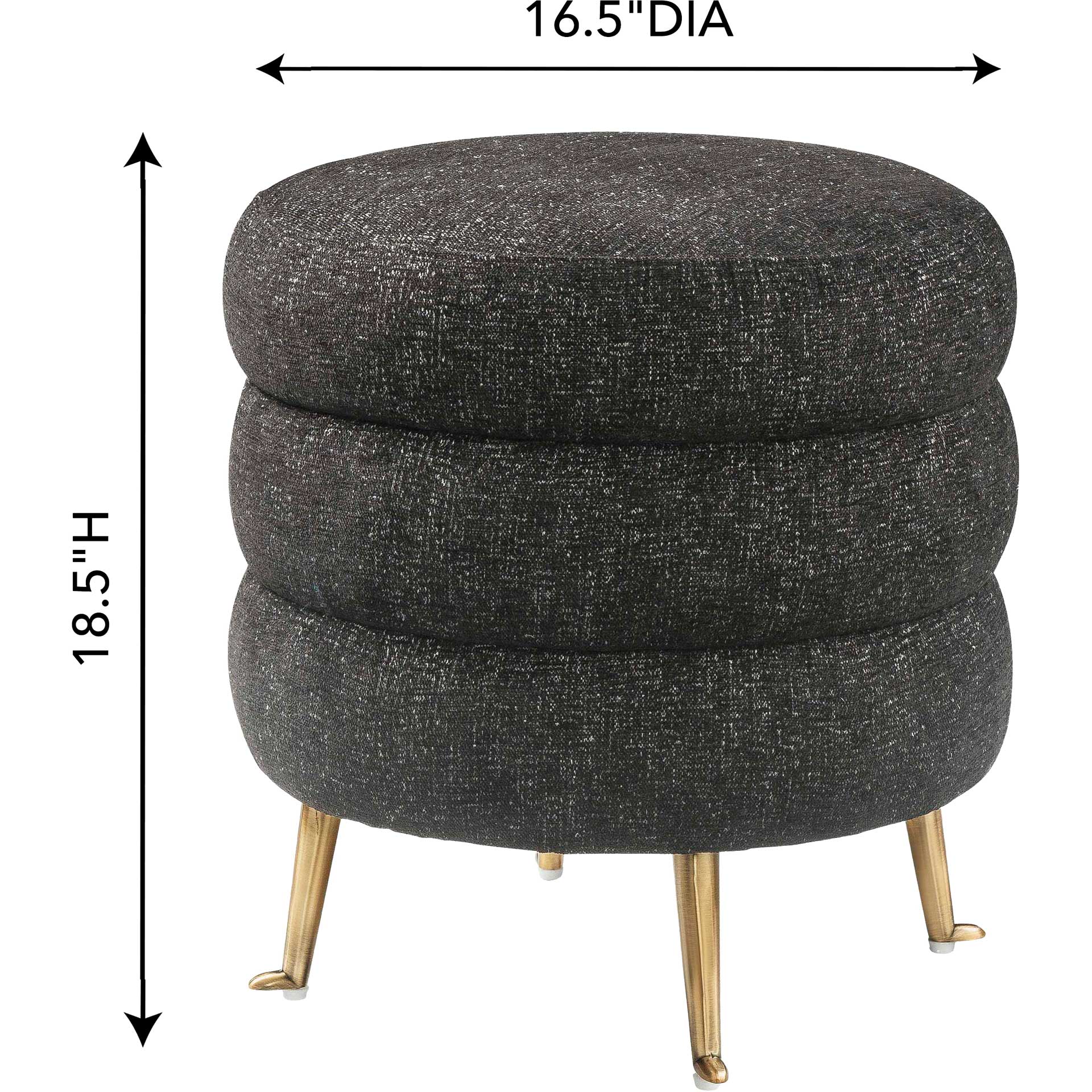 Lamar Tweed Ottoman Black