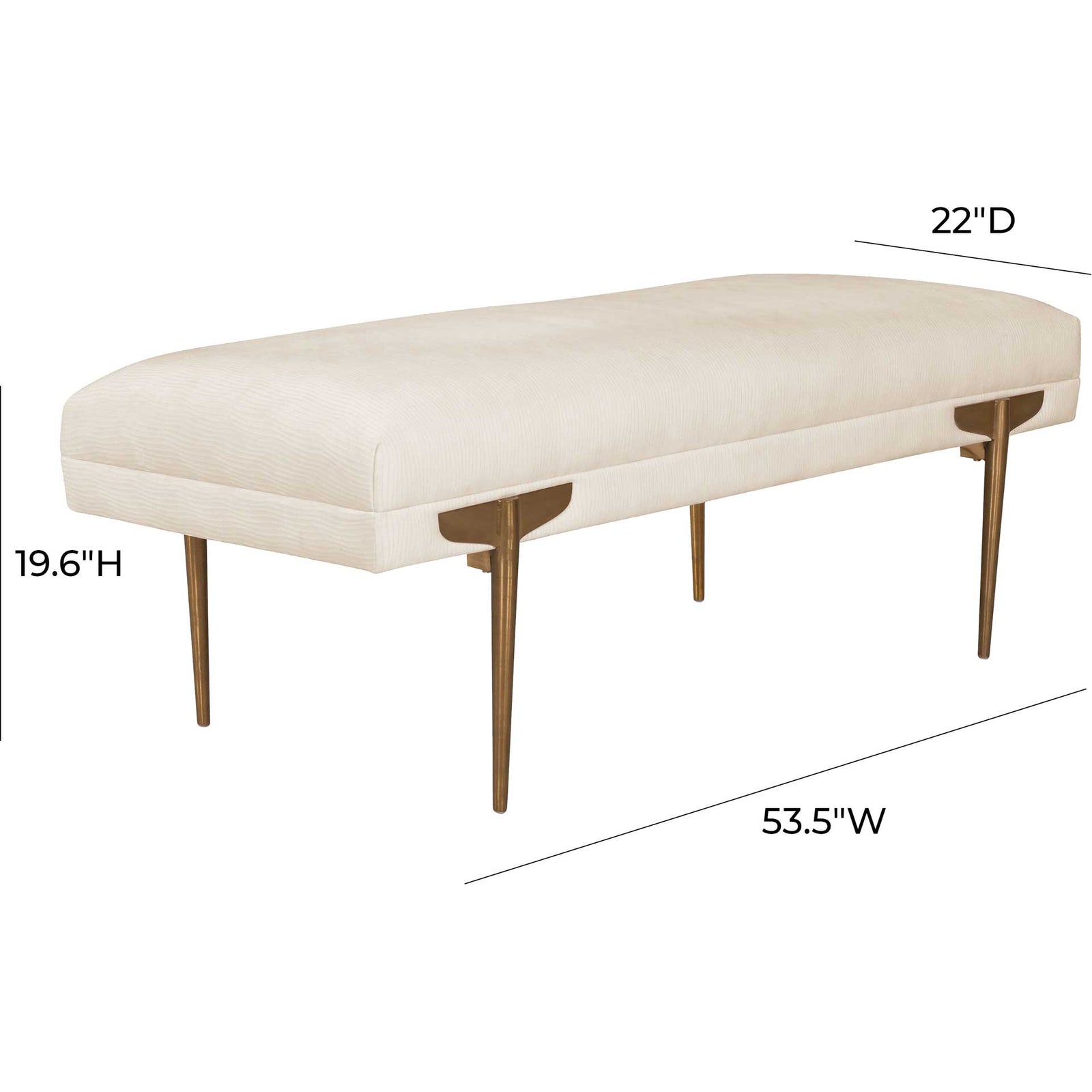 Braxton Velvet Bench Off-White