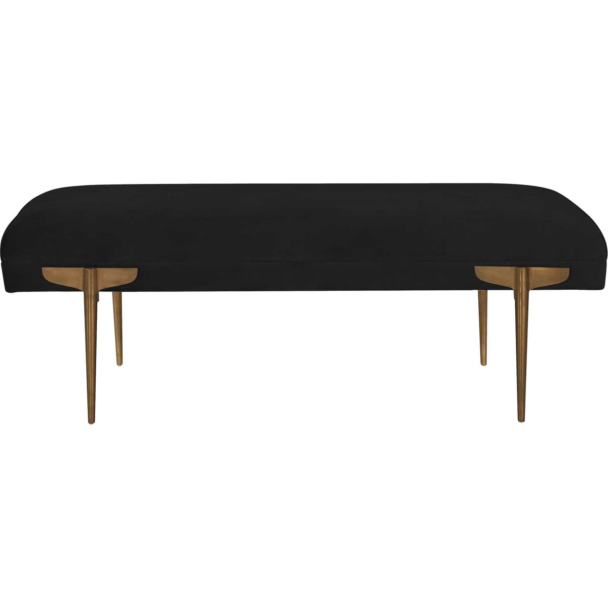 A long black velvet seat with softly rounded edges offers elegant, backless seating. || TOV-OC6209 || front_studio