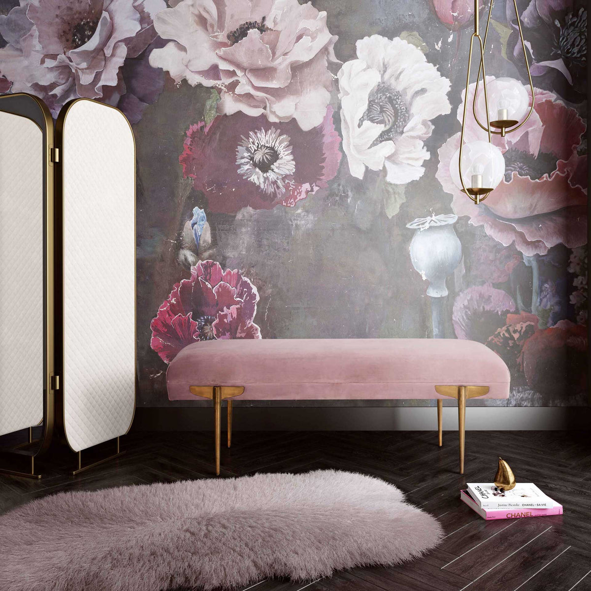 Braxton Velvet Bench Mauve