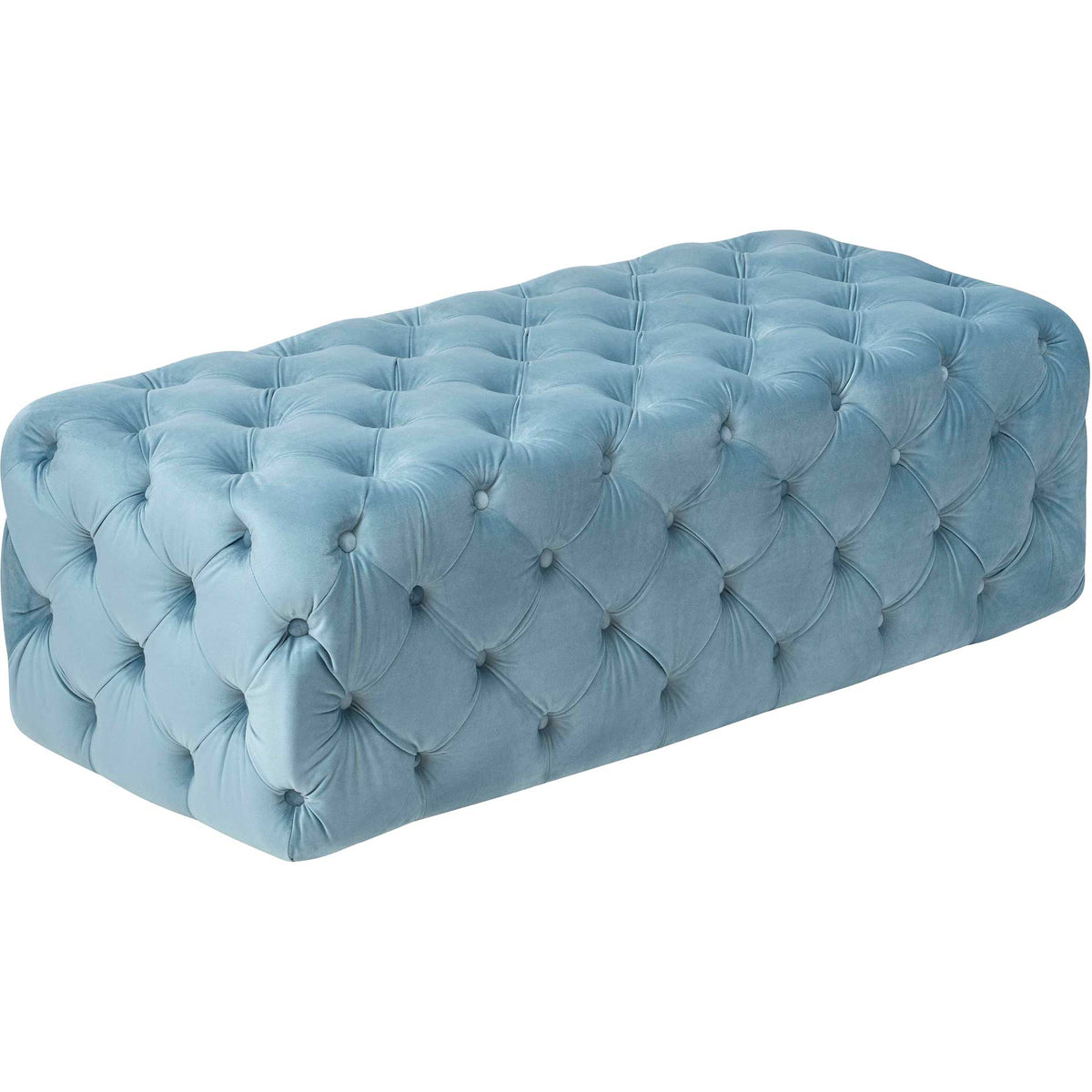 Kalel Velvet Ottoman Sea Blue
