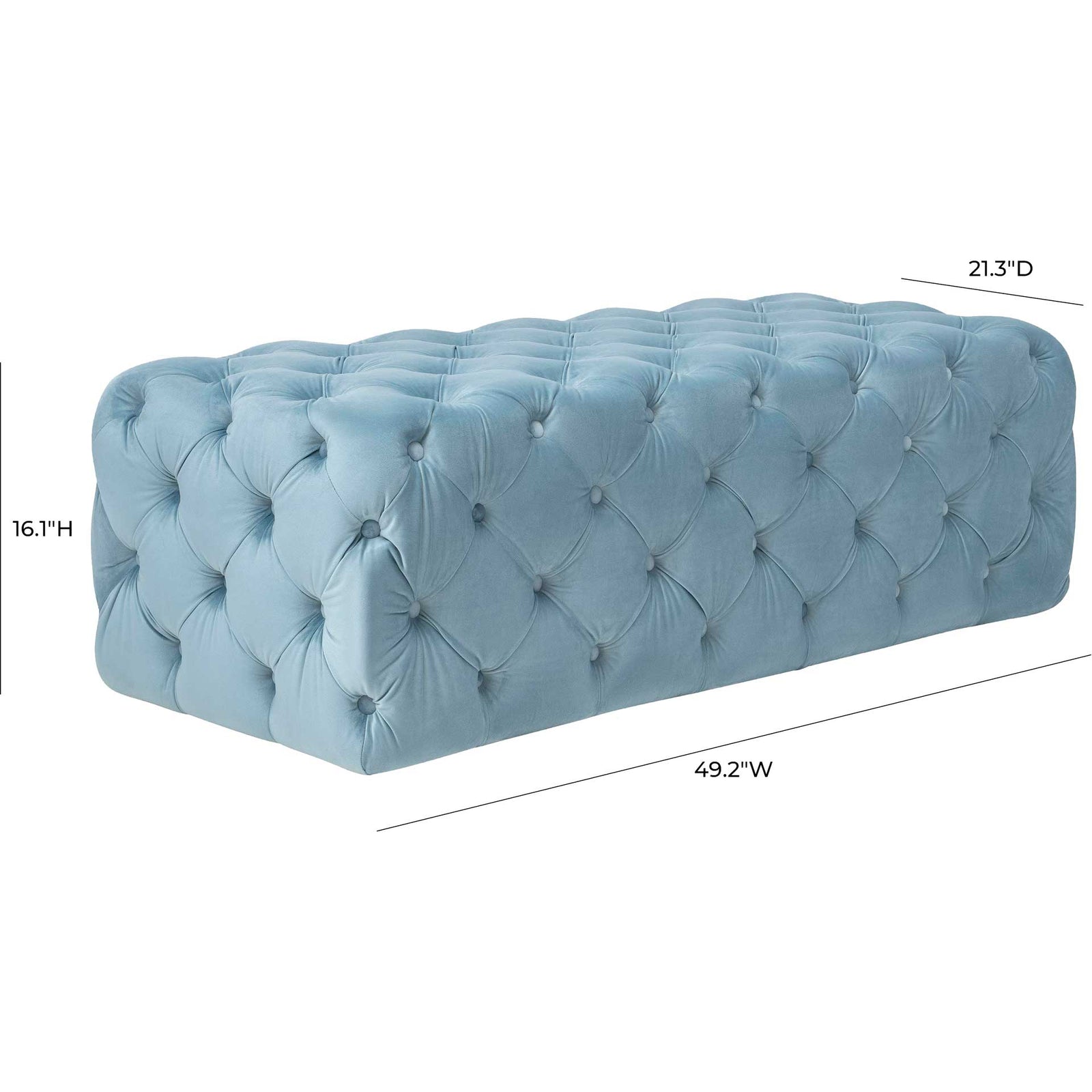 Kalel Velvet Ottoman Sea Blue