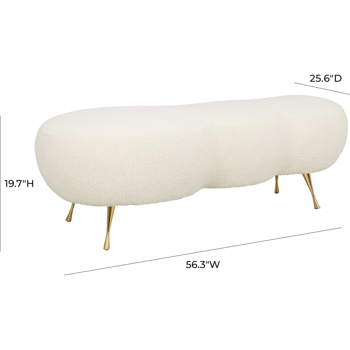 Wesley Faux Shearling Bench Beige