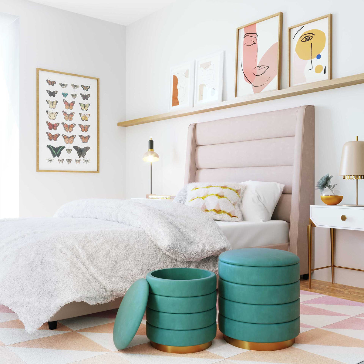 Sanford Storage Ottomans Teal