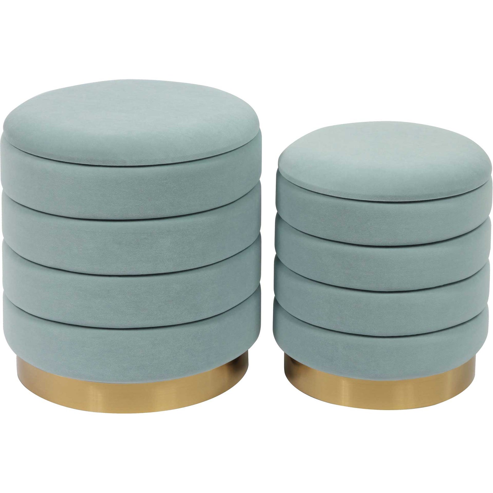 Sanford Velvet Storage Ottomans Sea Blue