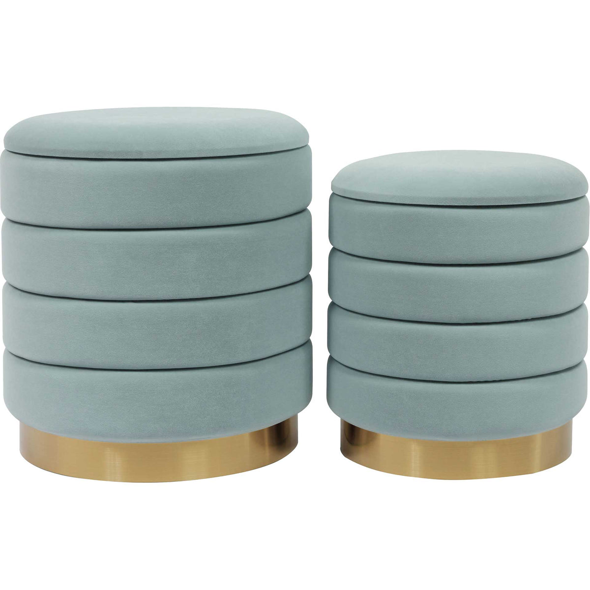Sanford Velvet Storage Ottomans Sea Blue
