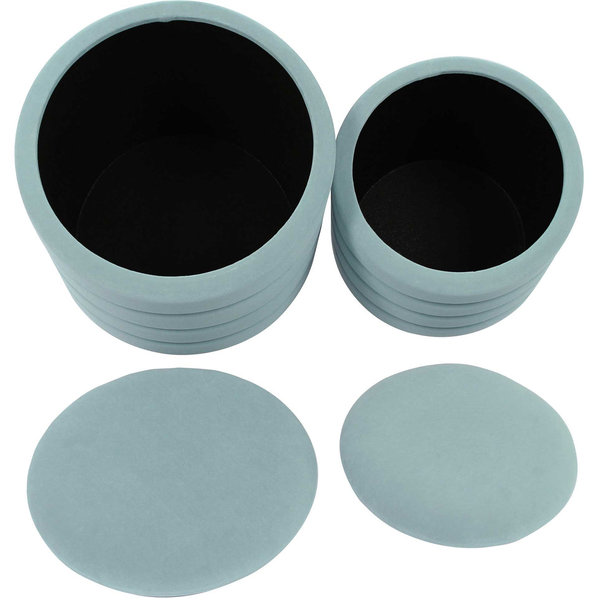 Sanford Velvet Storage Ottomans Sea Blue