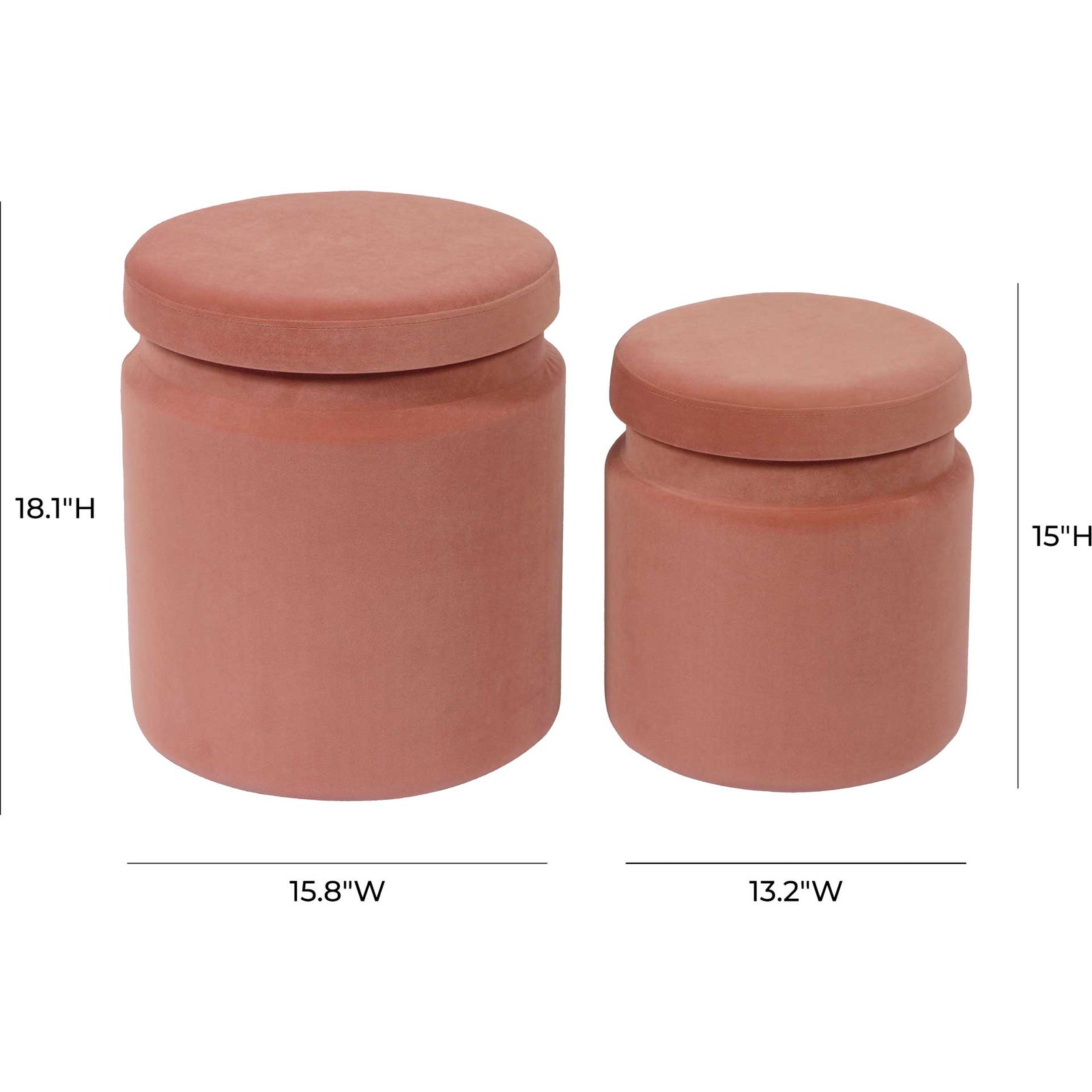 Kristy Velvet Storage Ottomans Salmon