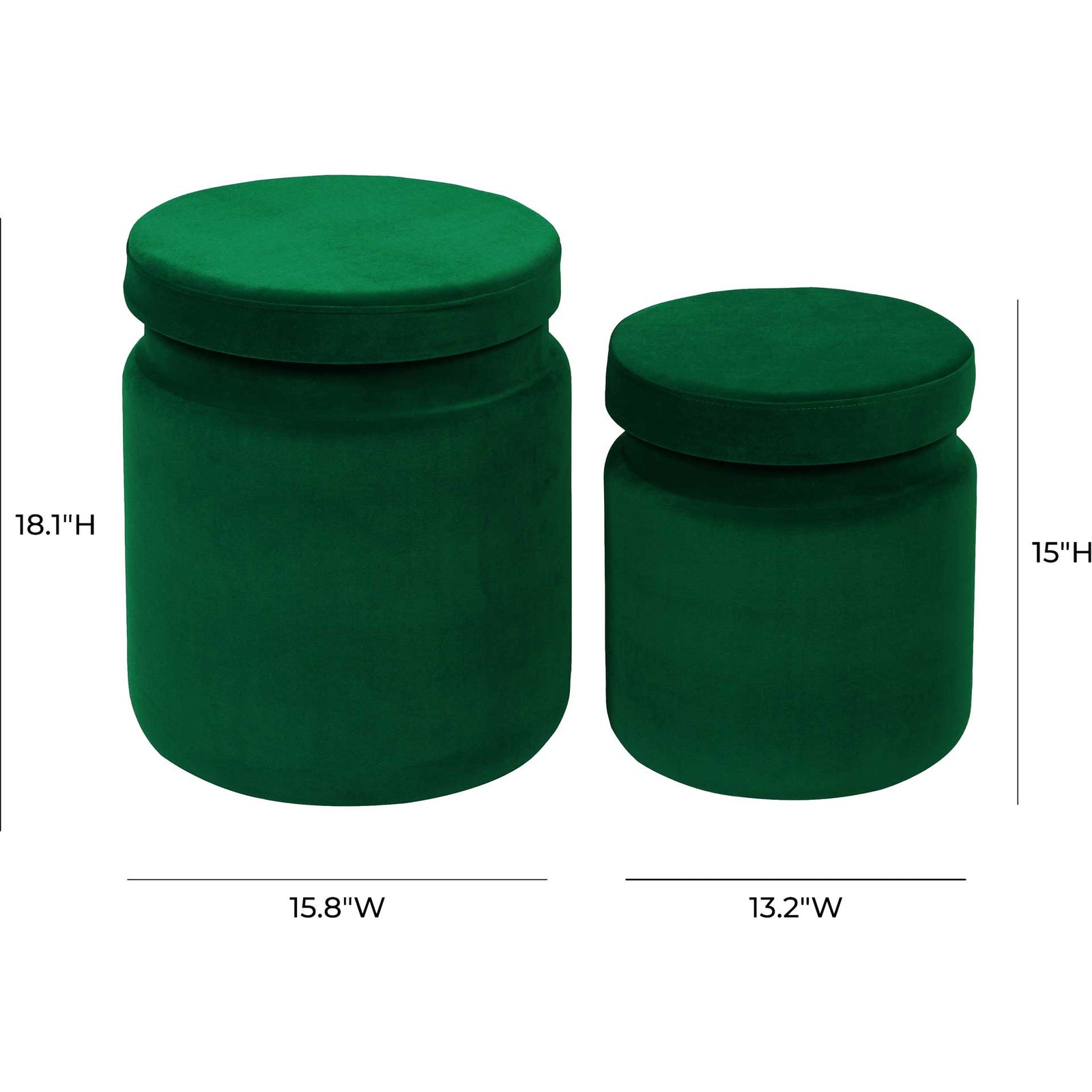 Kristy Velvet Storage Ottomans Green