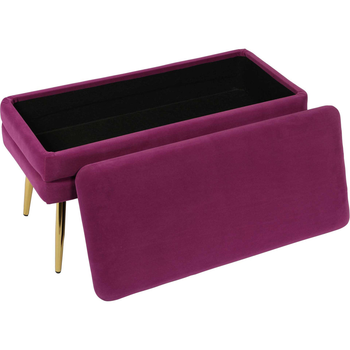 A lift-off plum velvet lid uncovers a black-lined compartment for convenient concealed storage