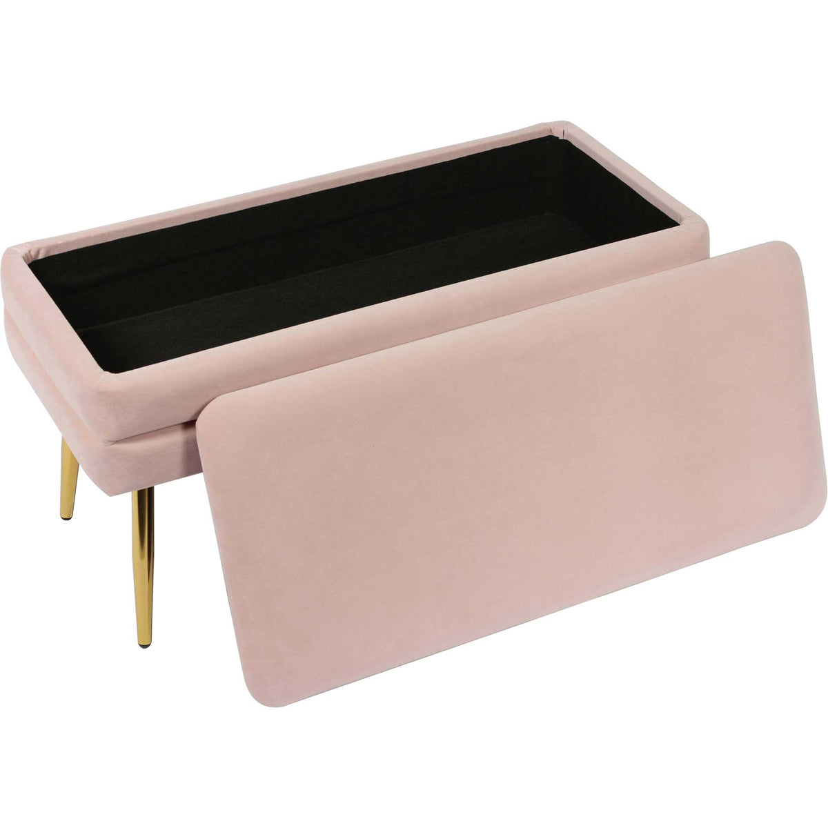 A removable blush velvet lid reveals black-lined storage for keeping everyday essentials out of sight