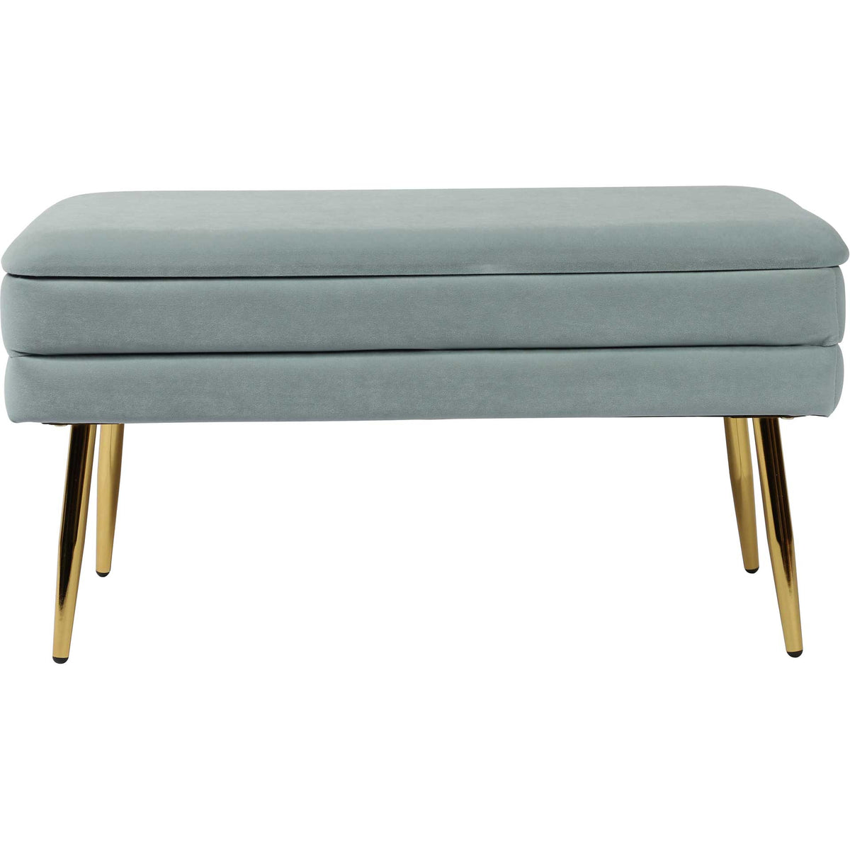 Layered sea blue upholstery and a smooth cushioned seat balance slim, tapered gold legs || TOV-OC6466 || front_studio