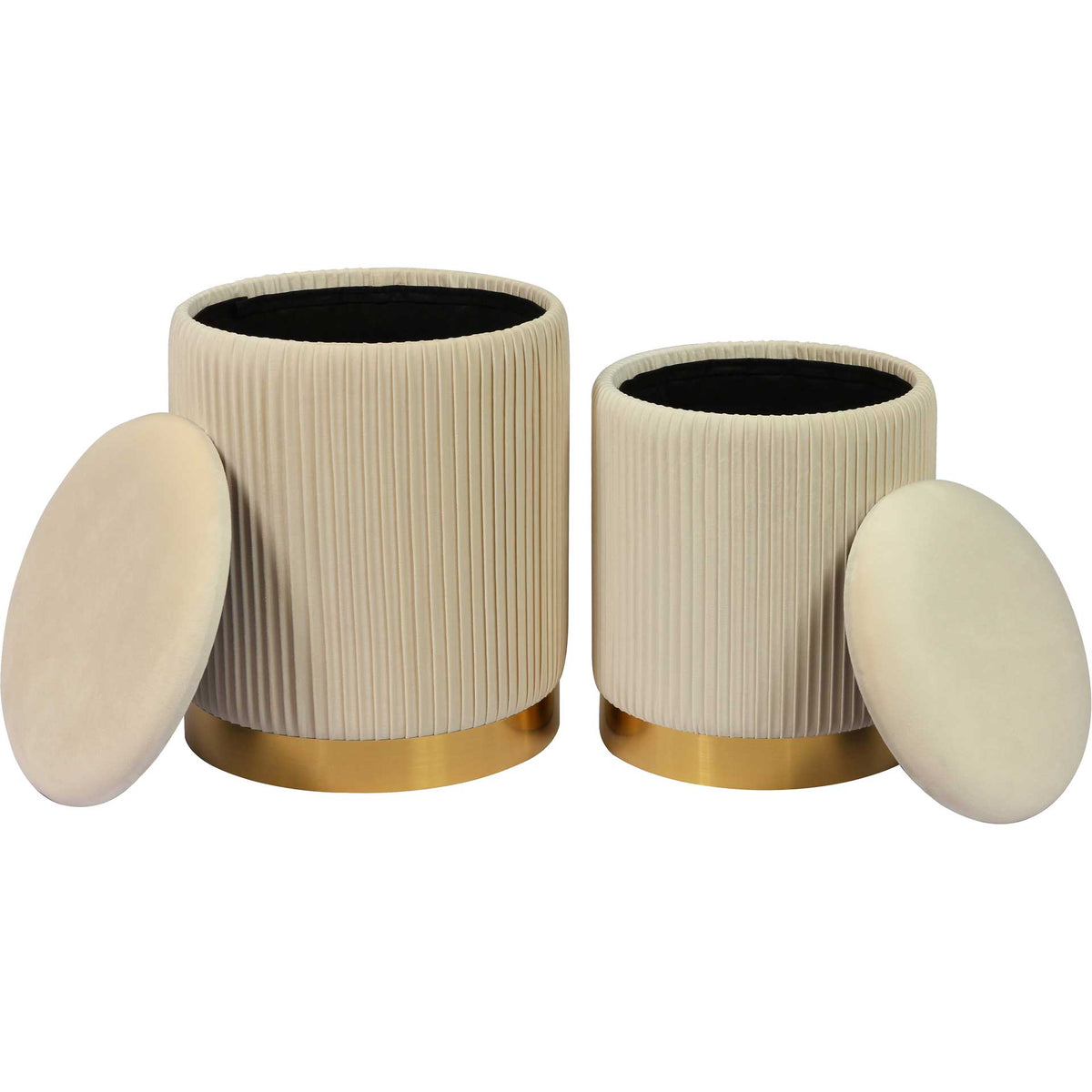 Chamonix Velvet Storage Ottomans Cream