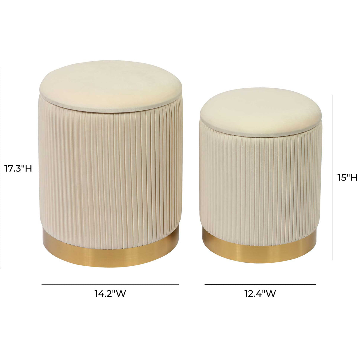 Chamonix Velvet Storage Ottomans Cream
