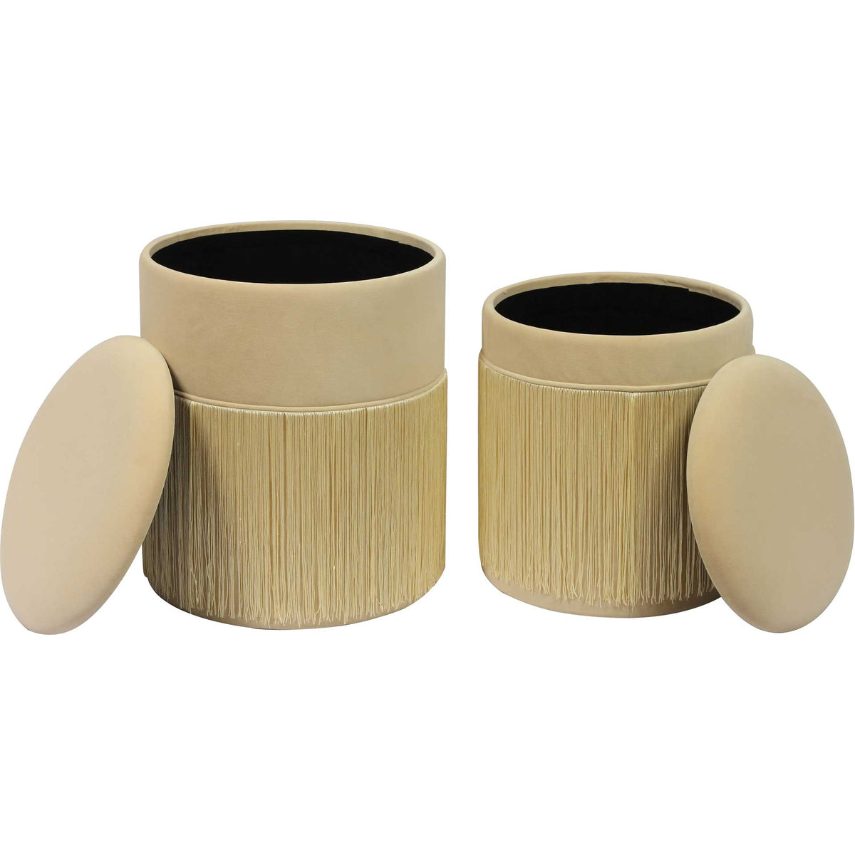 Talon Velvet Storage Ottomans Cream