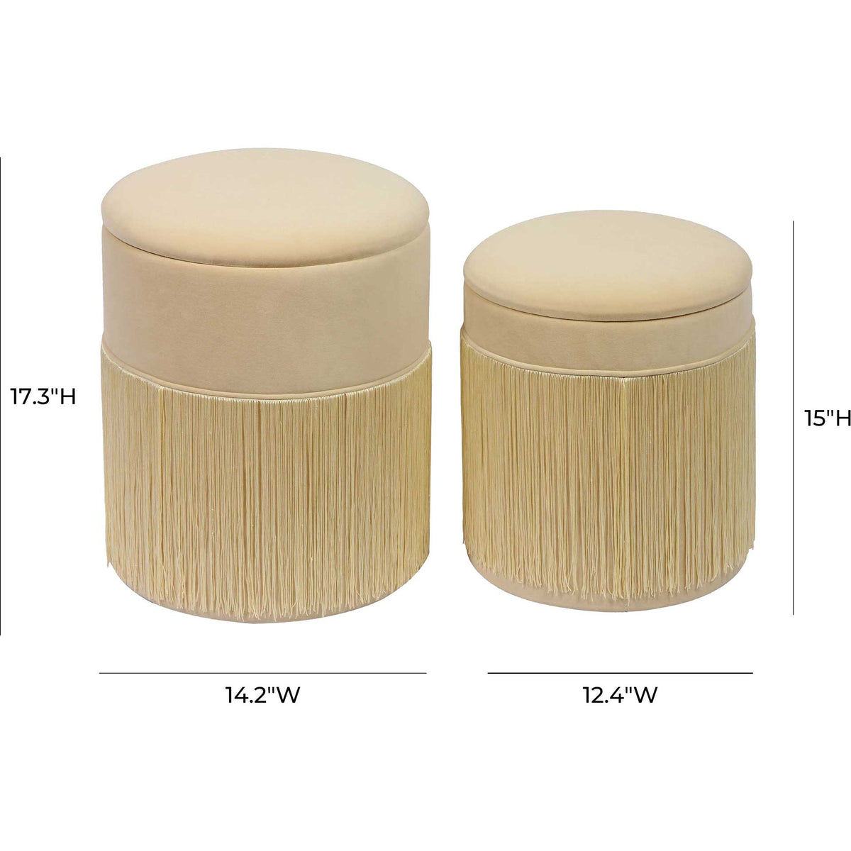 Talon Velvet Storage Ottomans Cream