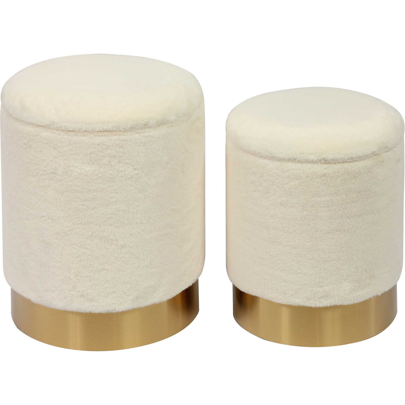 Teangi Faux Sheepskin Storage Ottomans Off-White