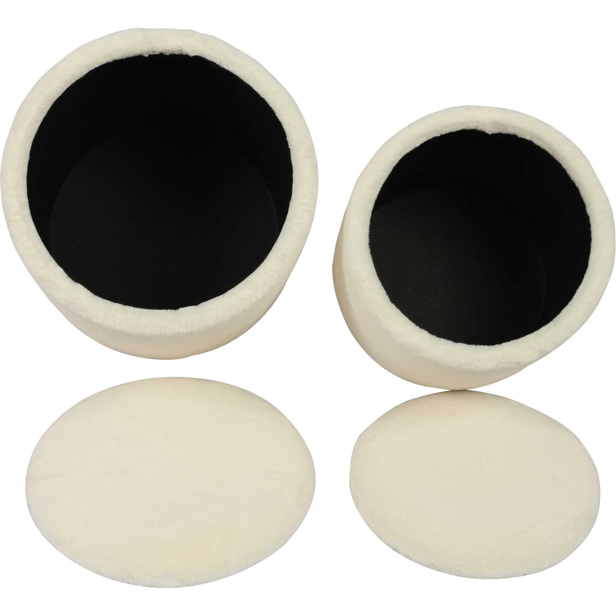 Teangi Faux Sheepskin Storage Ottomans Off-White