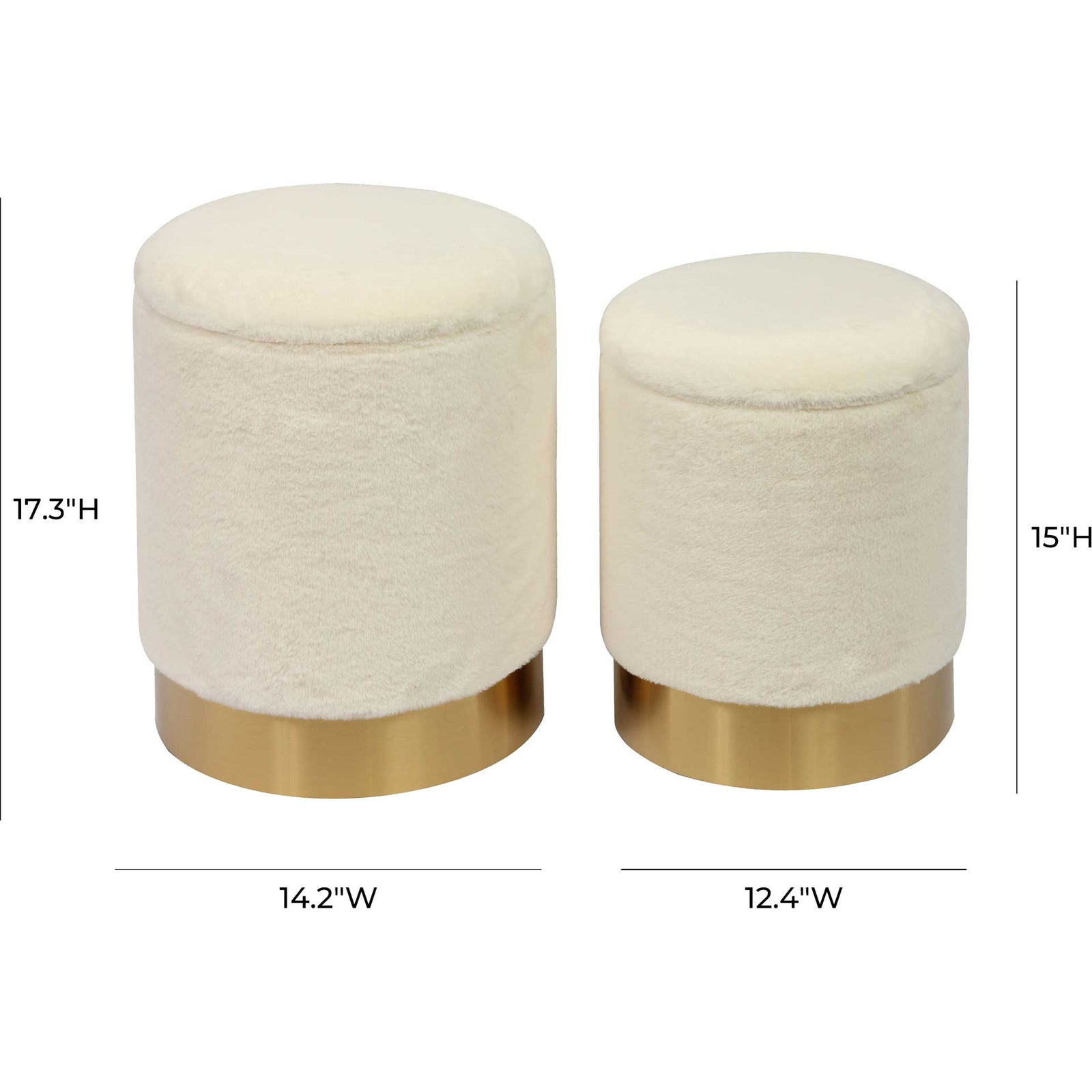 Teangi Faux Sheepskin Storage Ottomans Off-White
