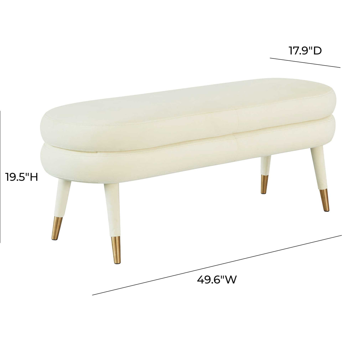 Beaumont Velvet Bench Cream