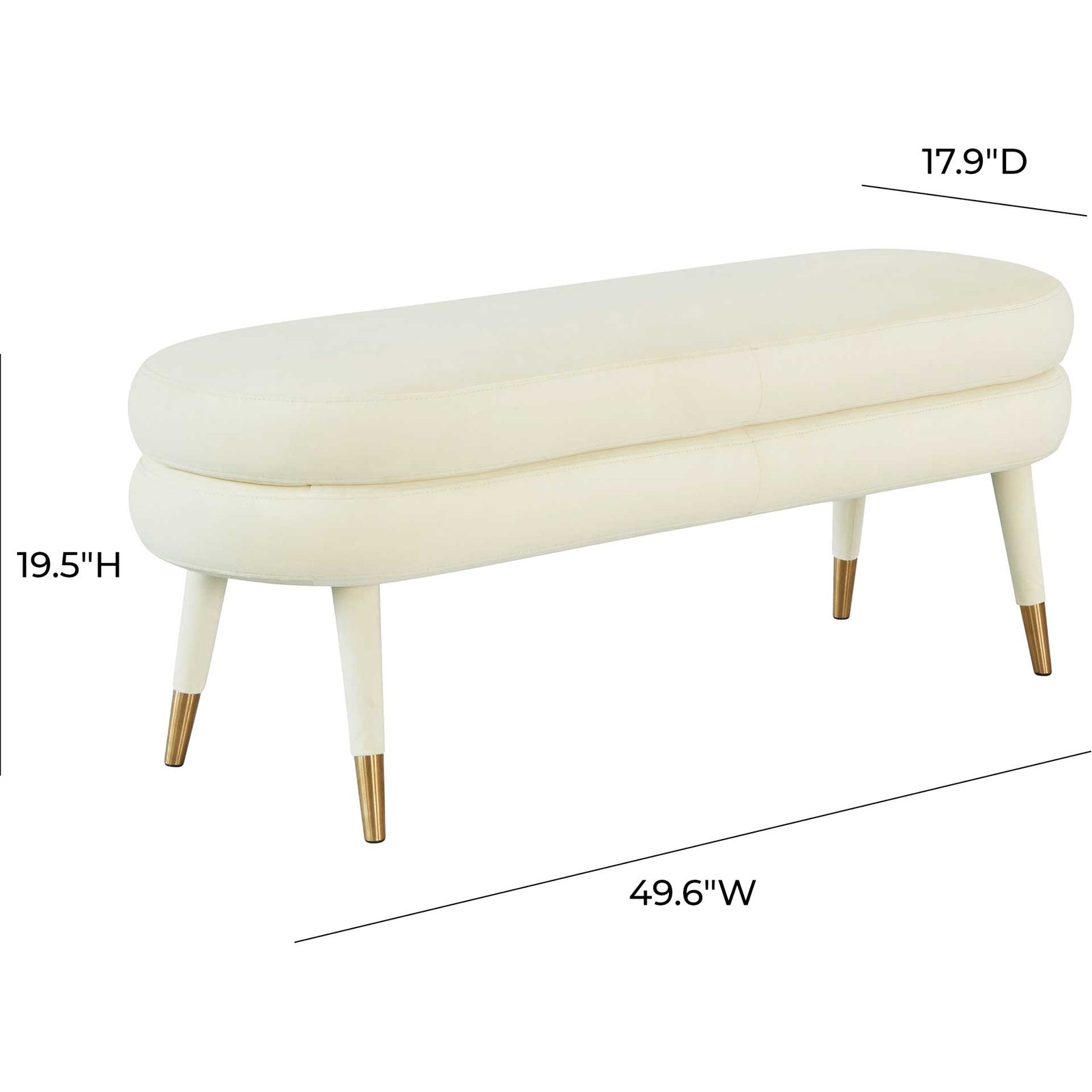Beaumont Velvet Bench Cream