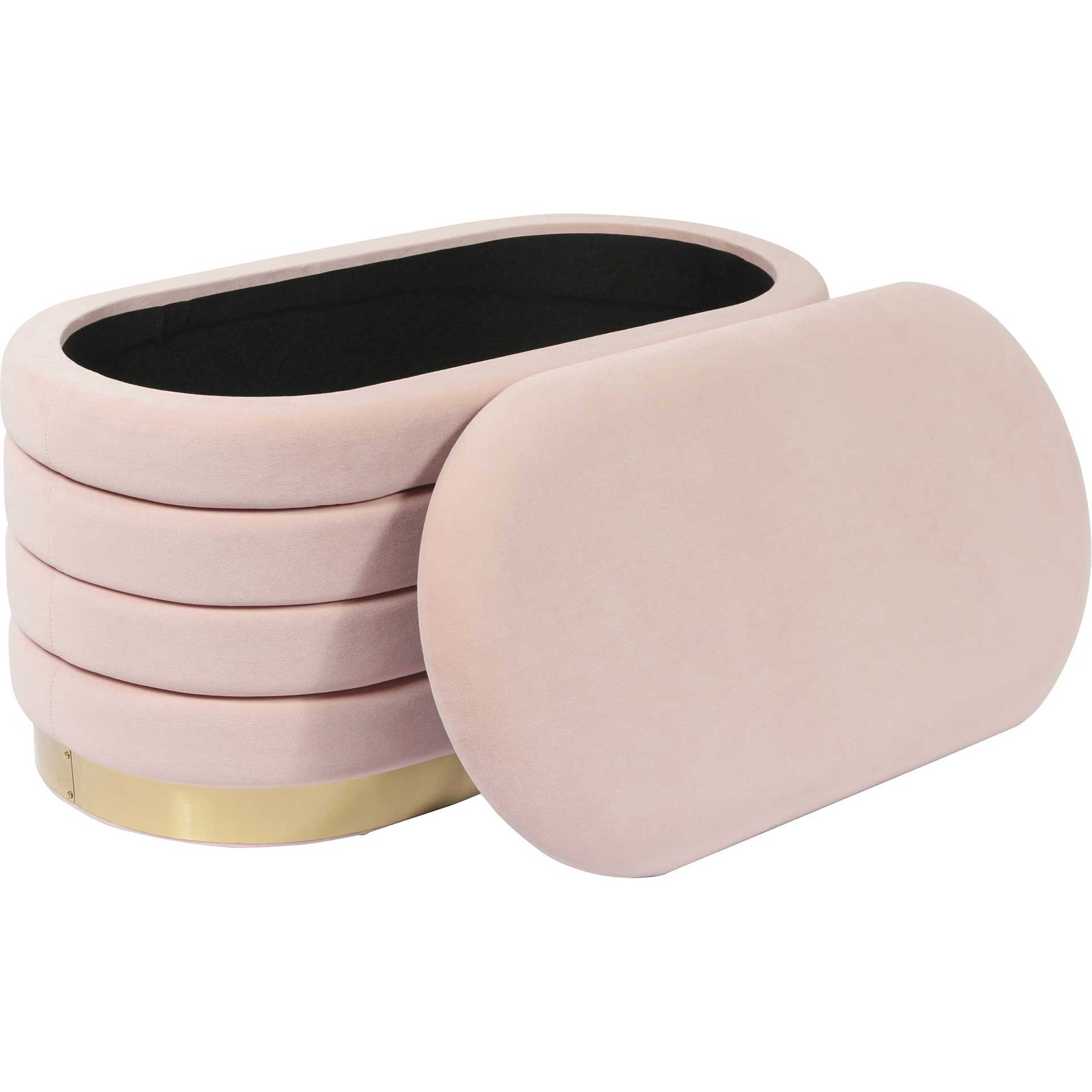 Lilah Velvet Storage Bench Blush