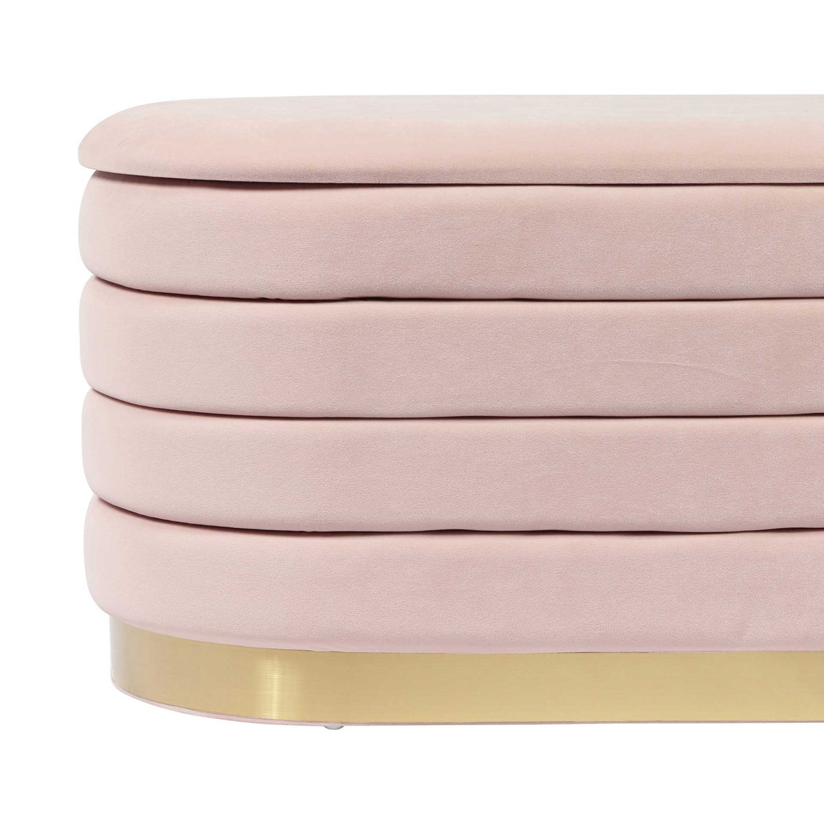 Soft blush velvet channels pair with a smooth gold-tone base for a warm mix of texture and shine