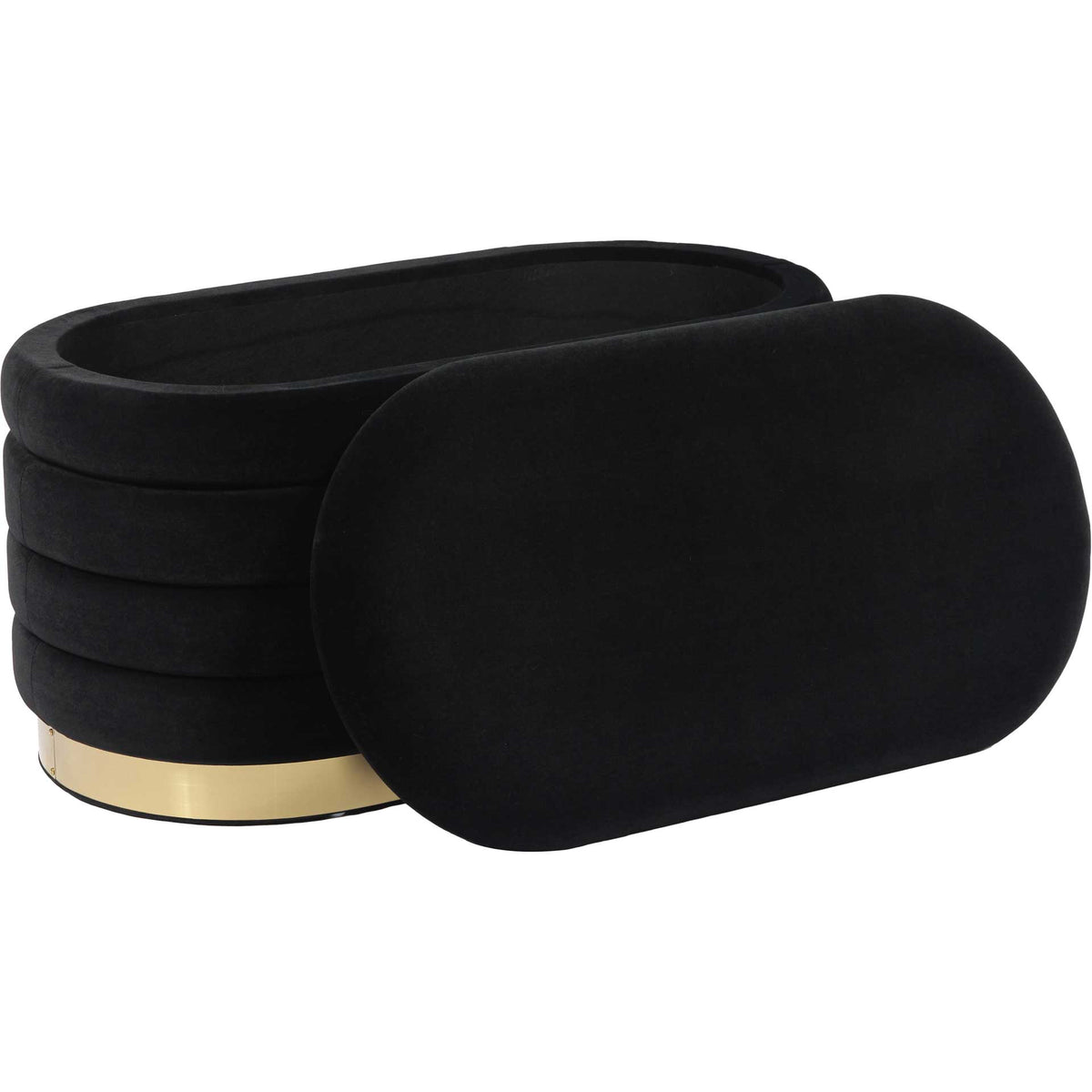 Lilah Velvet Storage Bench Black