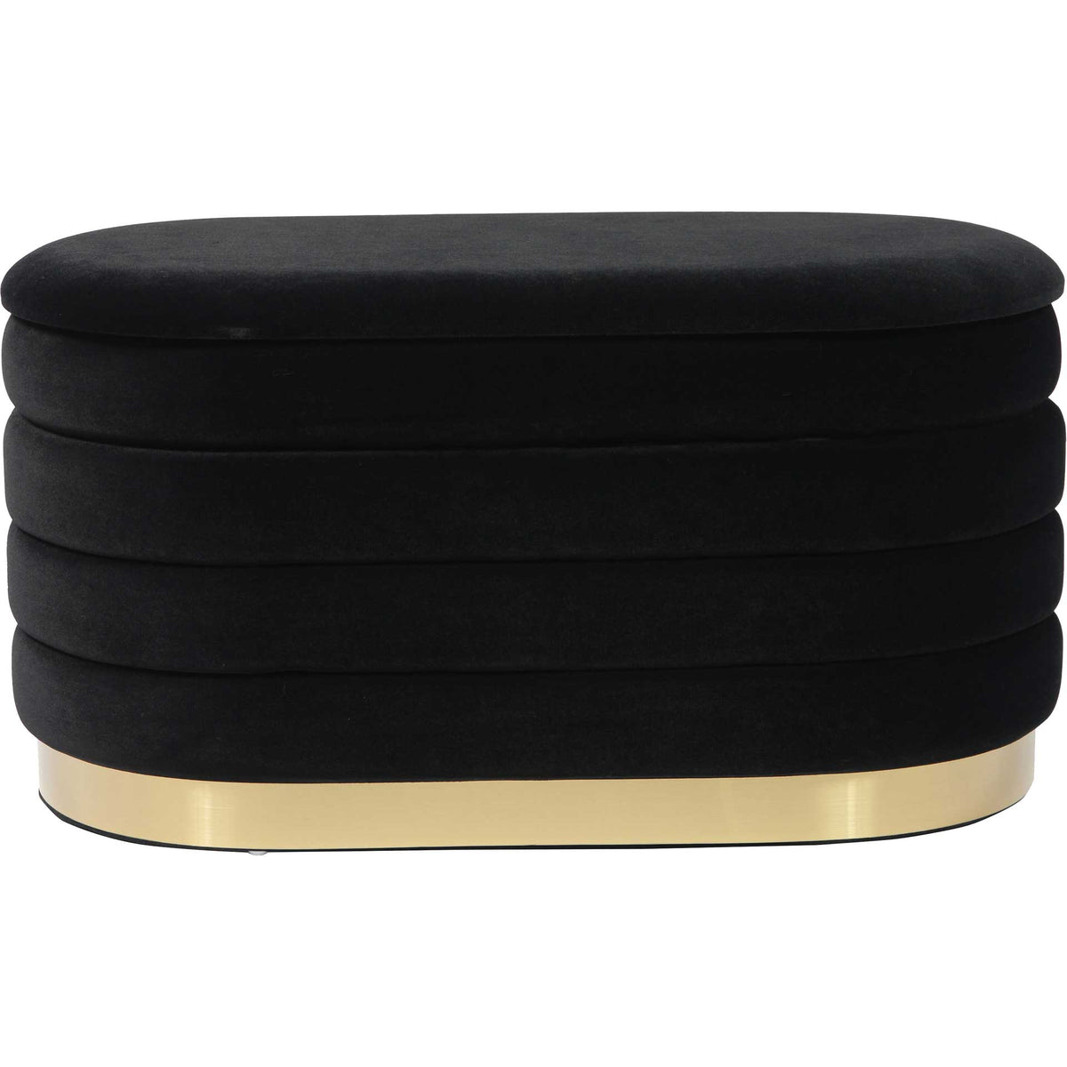 A cushioned black velvet seat tops soft horizontal channels and a gleaming gold-tone plinth || TOV-OC68152 || front_studio