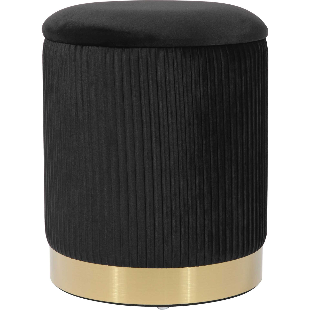 Zorn Velvet Storage Ottoman Black