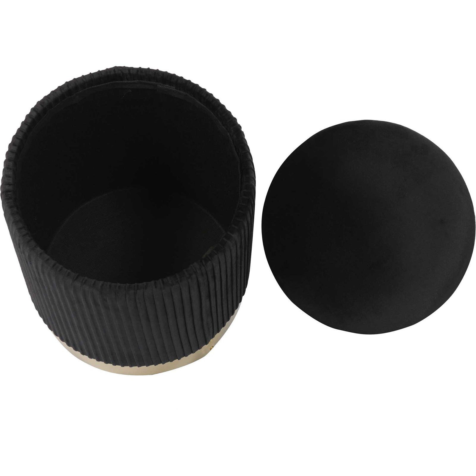 Zorn Velvet Storage Ottoman Black