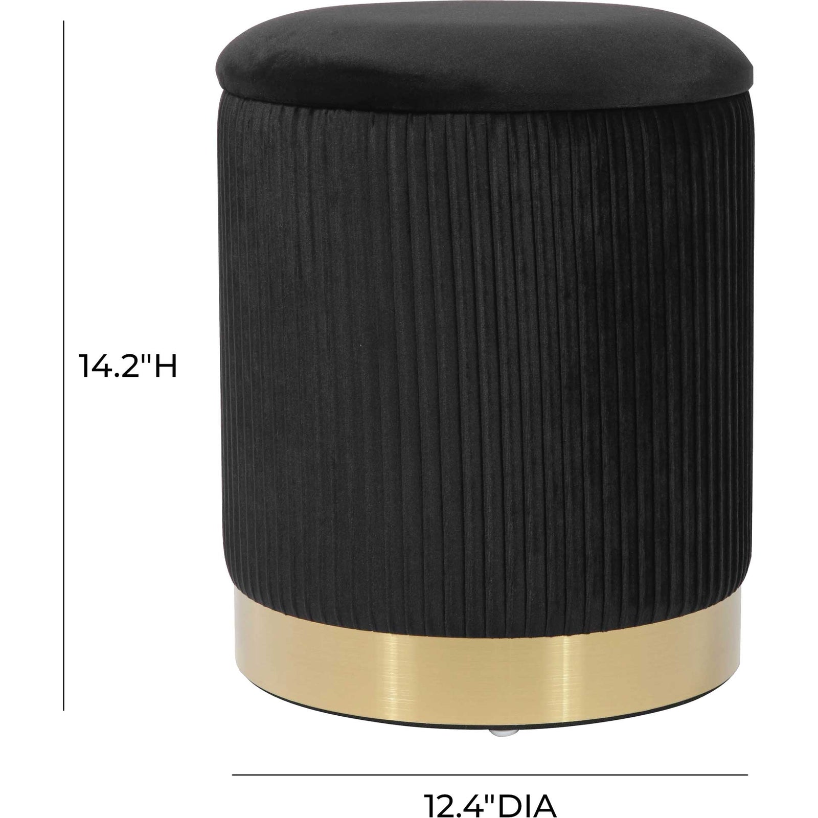 Zorn Velvet Storage Ottoman Black