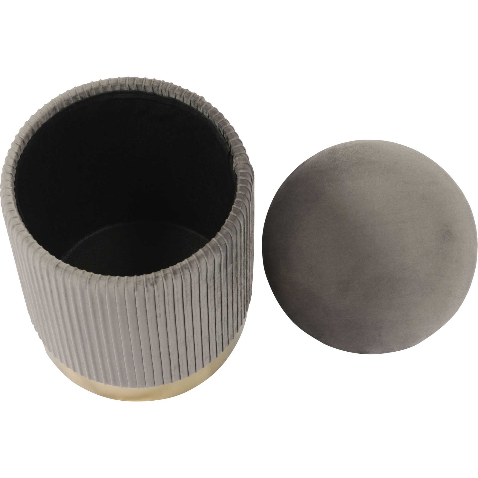 Zorn Velvet Storage Ottoman Gray